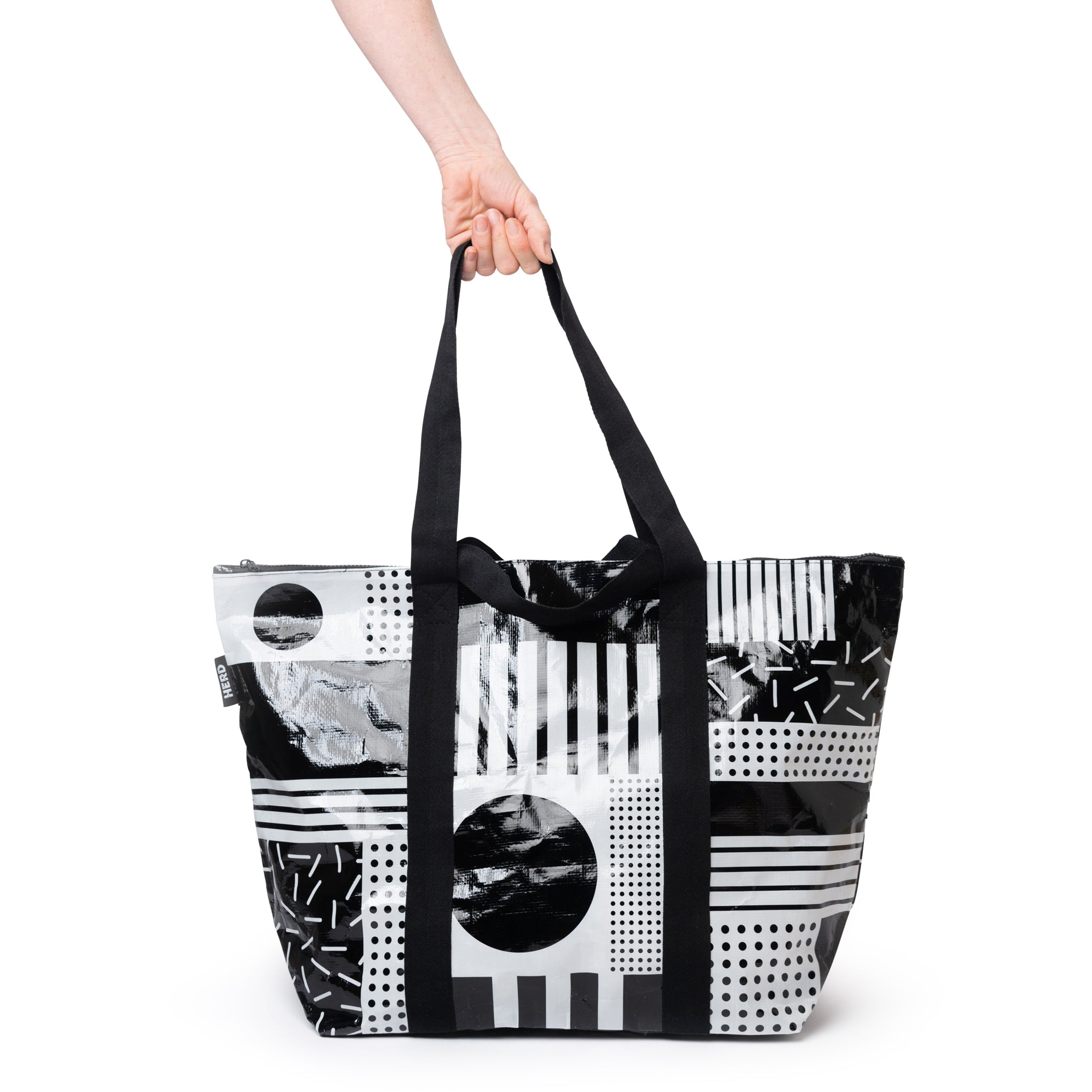 Herd Recycled Plastic Zipper Tote Bag Black/ White MoMA Design Store