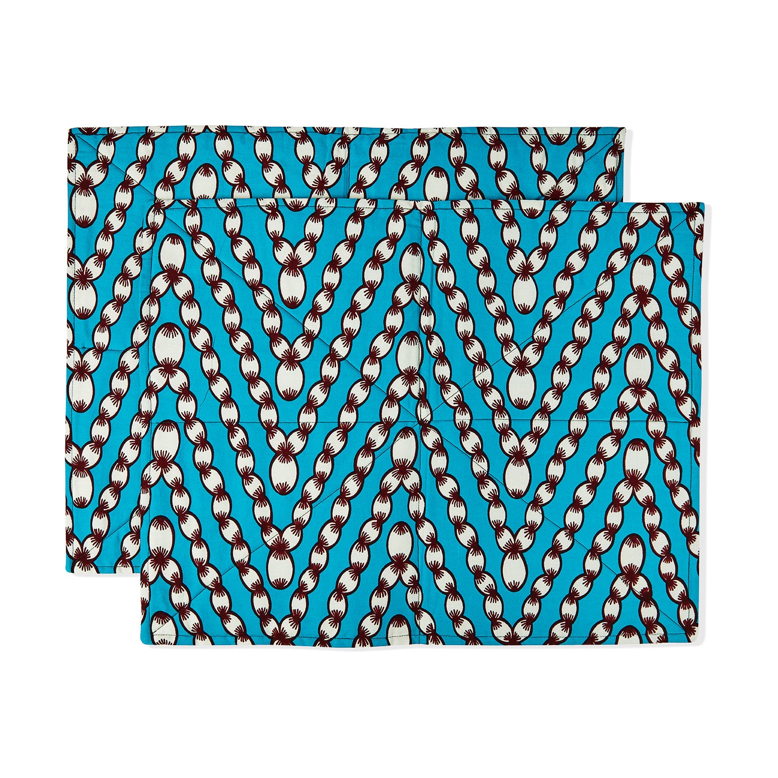 Royal Jelly Harlem Cotton Placemats Set of 2 Cerulean Blue Ropes