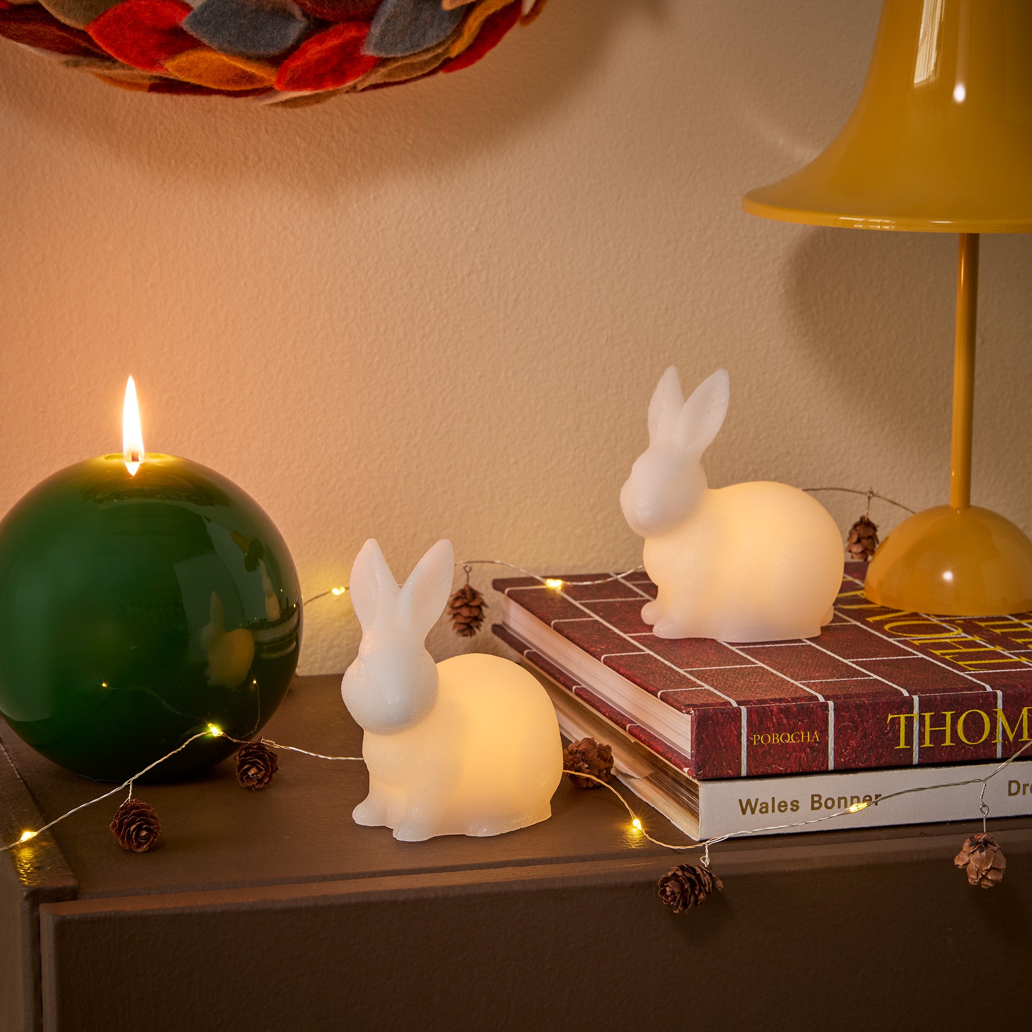 ドイツ　HALLER クリスタルキャンディーポット LED Wax Woodland Creature Holiday Decor - Set of 2 - Bunnies
