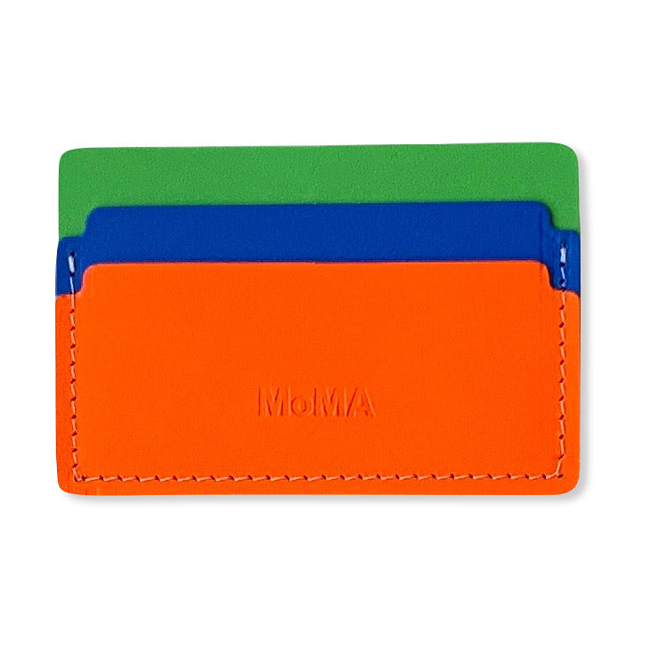 Primary Recycled Leather Cardholder - Blue/ Red