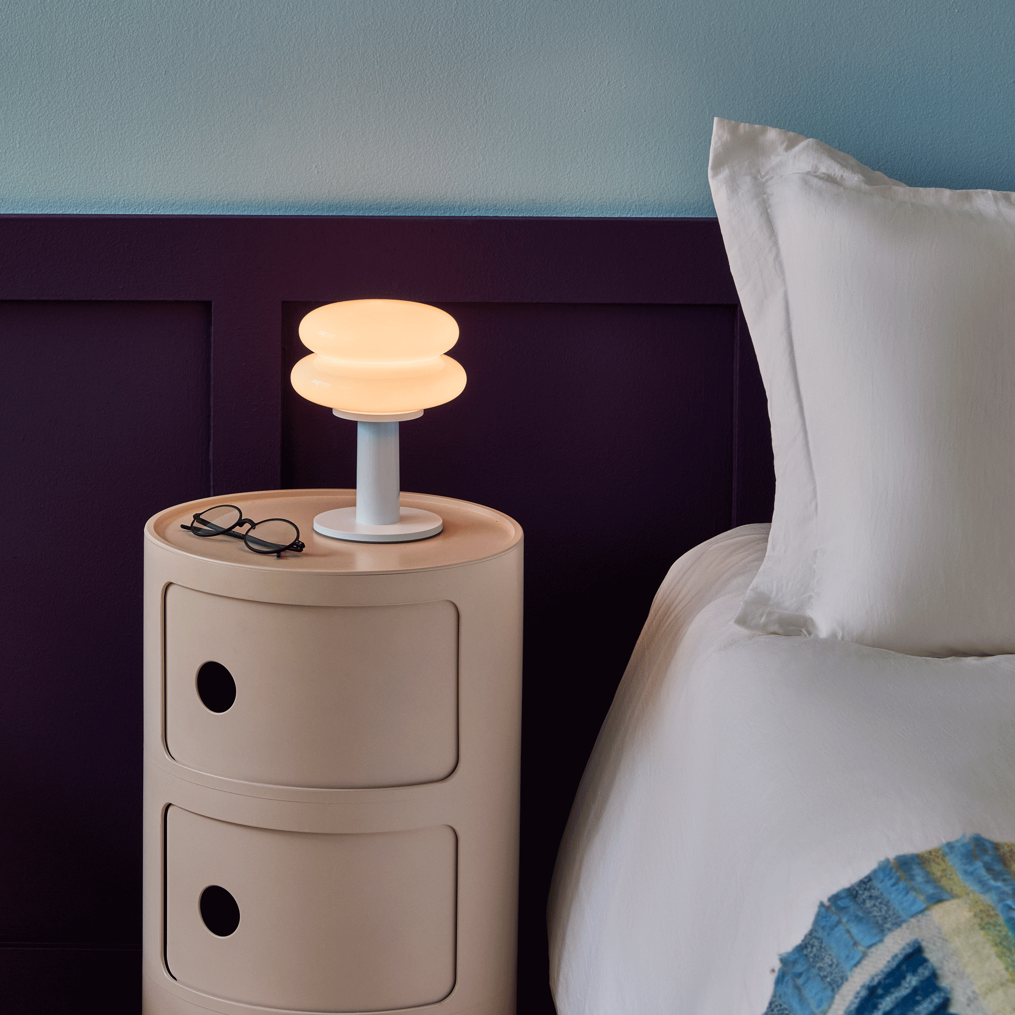 Snowman 15 Portable Lamp - White/ Ice Blue – MoMA Design Store