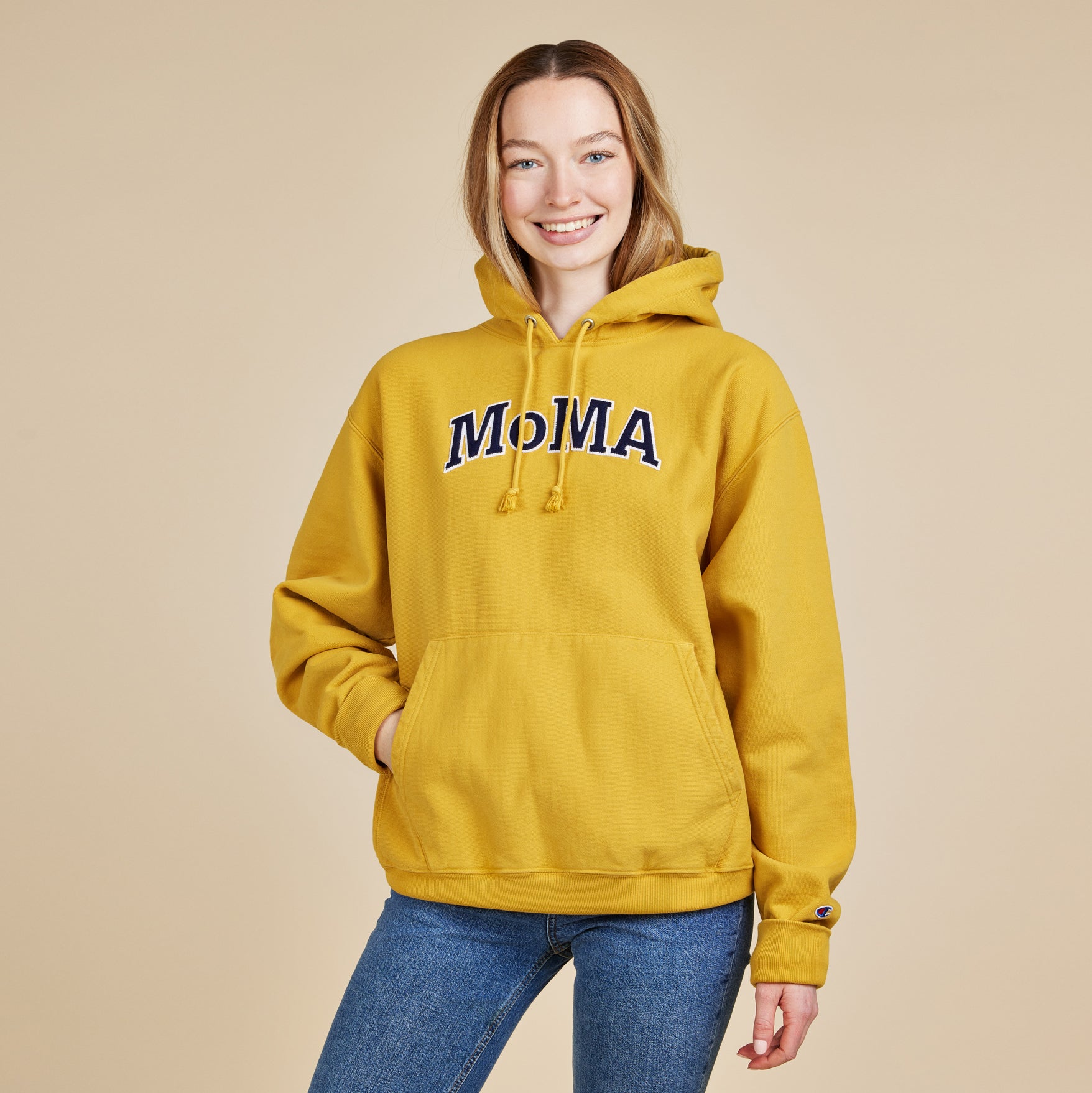 Champion sweater oversized yellow hotsell