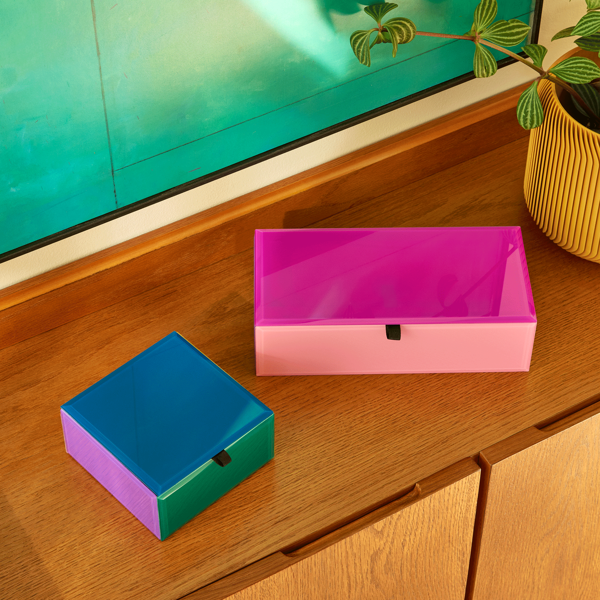 アクセサリー bluebox Colorblock Glass Jewelry Box - Blue Multi – MoMA Design Store