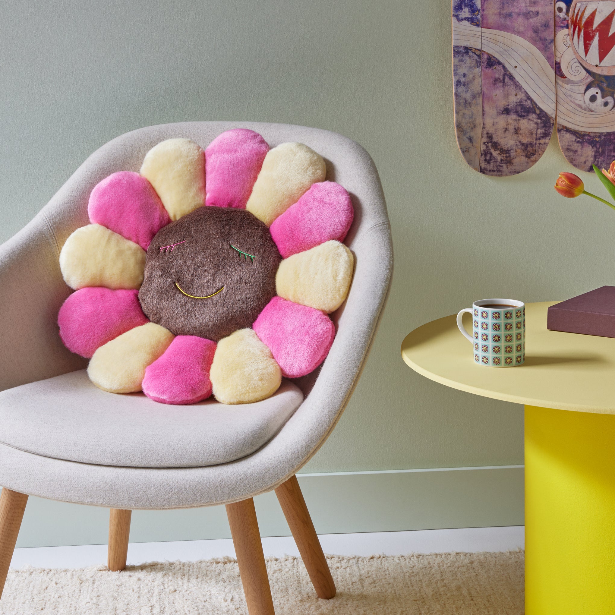 Takashi Murakami Flower Plush Cushion - Large - Pink