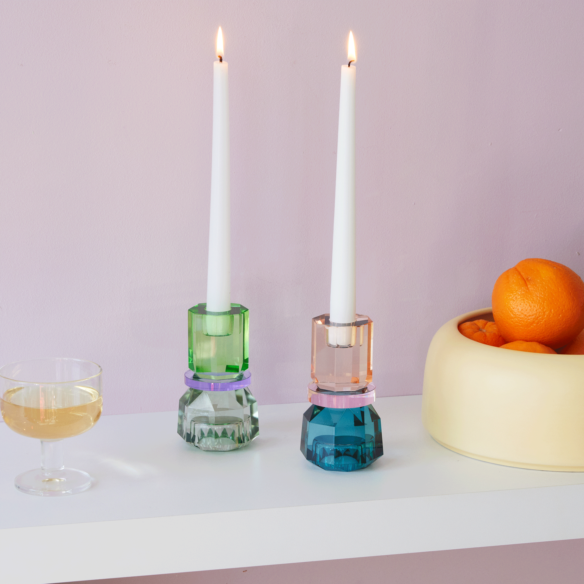 Faceted Crystal Candleholder - Mint/ Violet/ Olive – MoMA Design Store