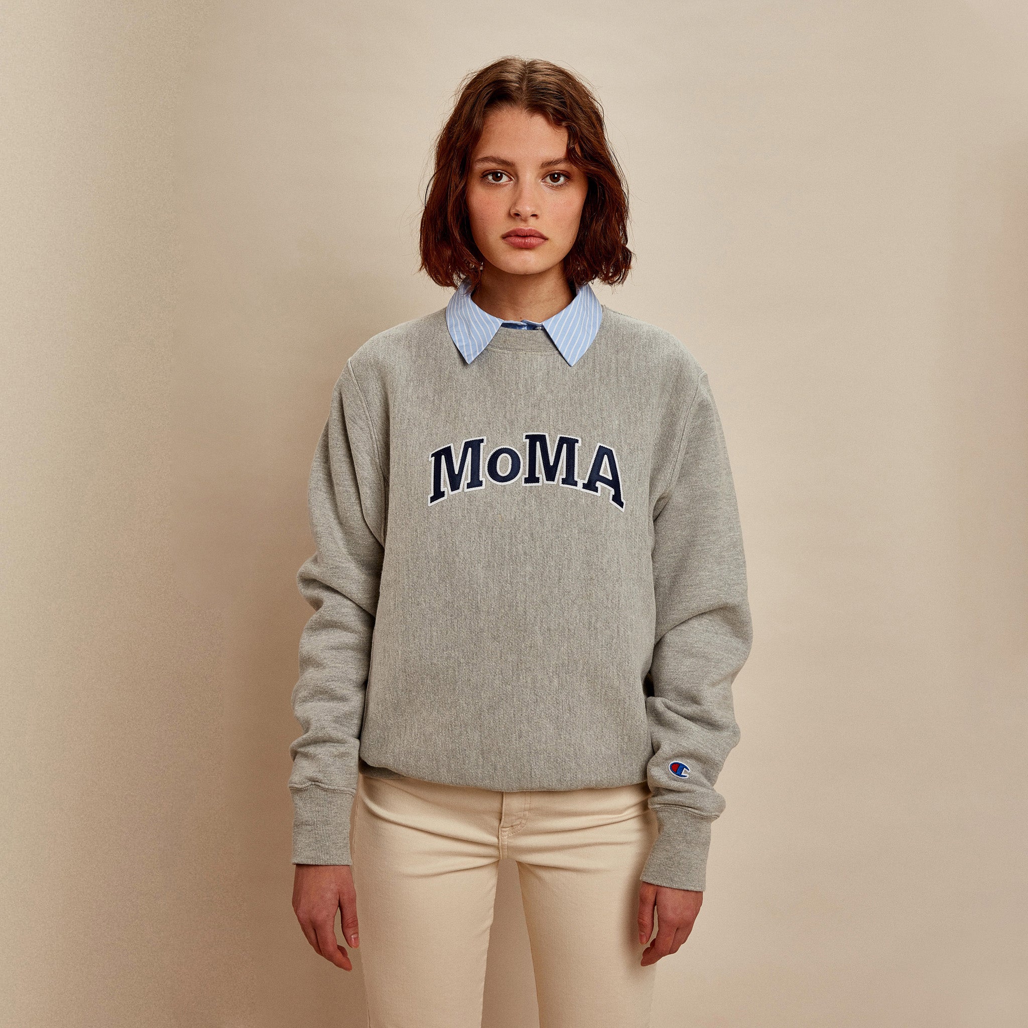 Store MoMA MoMA Edition Crewneck Design – Gray Champion - Oxford Sweatshirt -