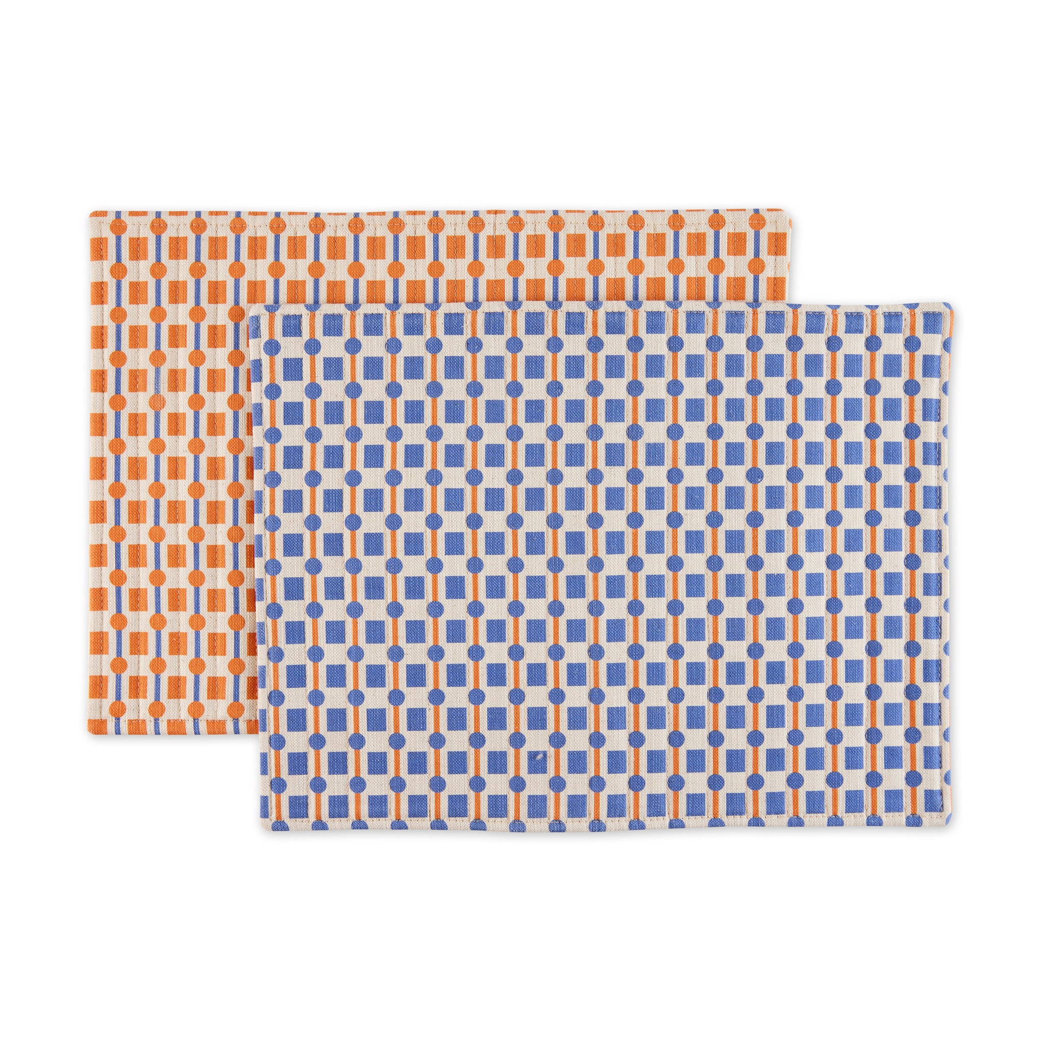 Geometric Cotton & Linen Placemats Set of 2 Orange/ Blue MoMA
