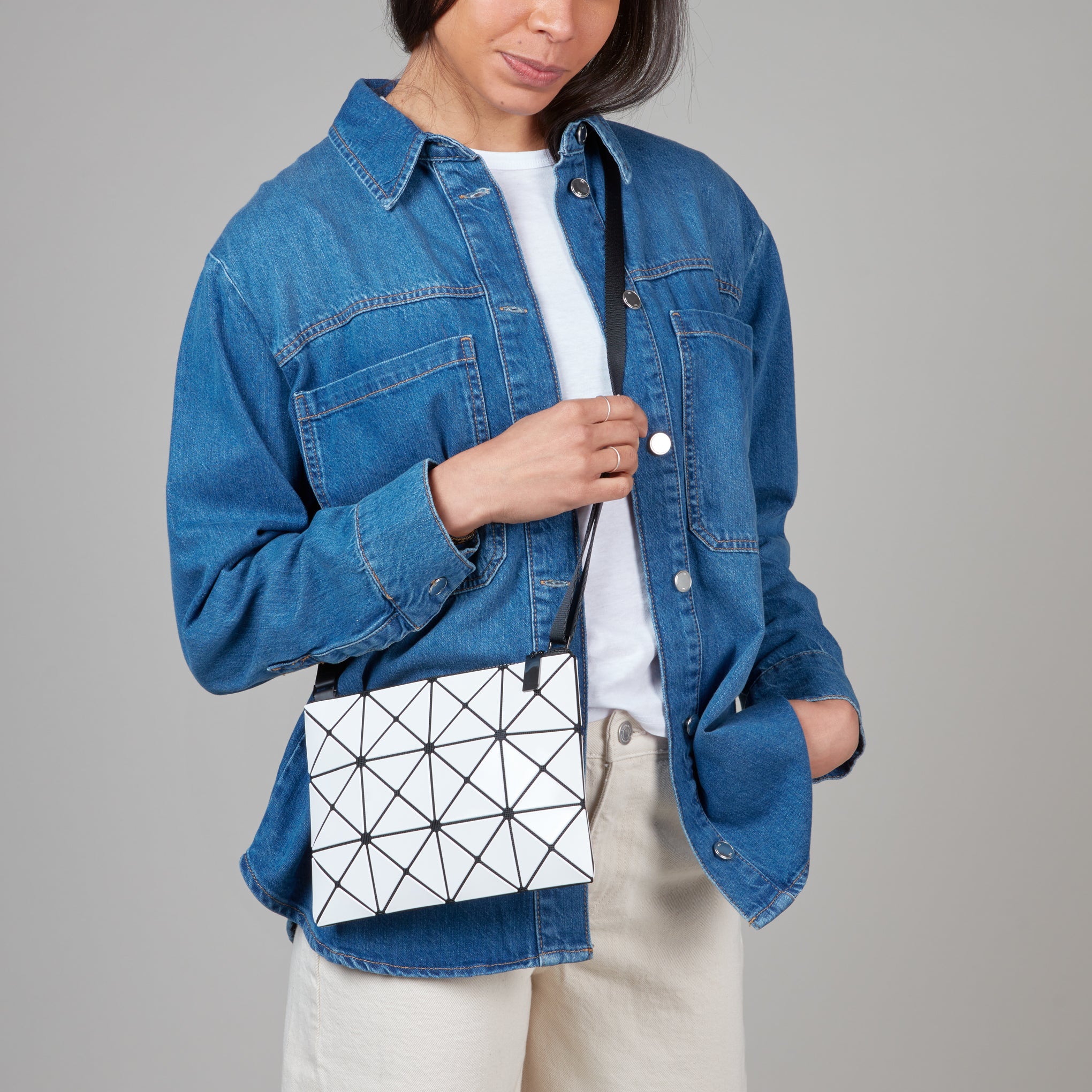 BAO BAO ISSEY MIYAKE Lucent Basic Crossbody Bag White