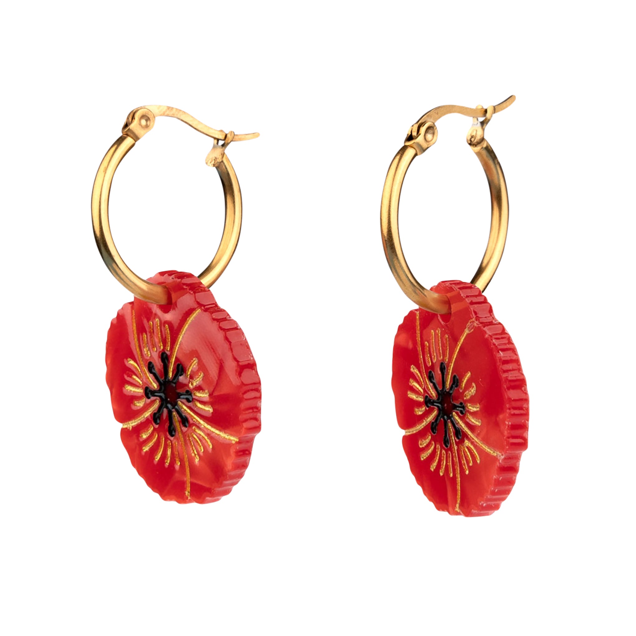coussinet 　クシネ　フルール フラワーデザイン イヤリング 9cm Coucou Suzette Flower Hoop Earrings - Poppy – MoMA Design Store