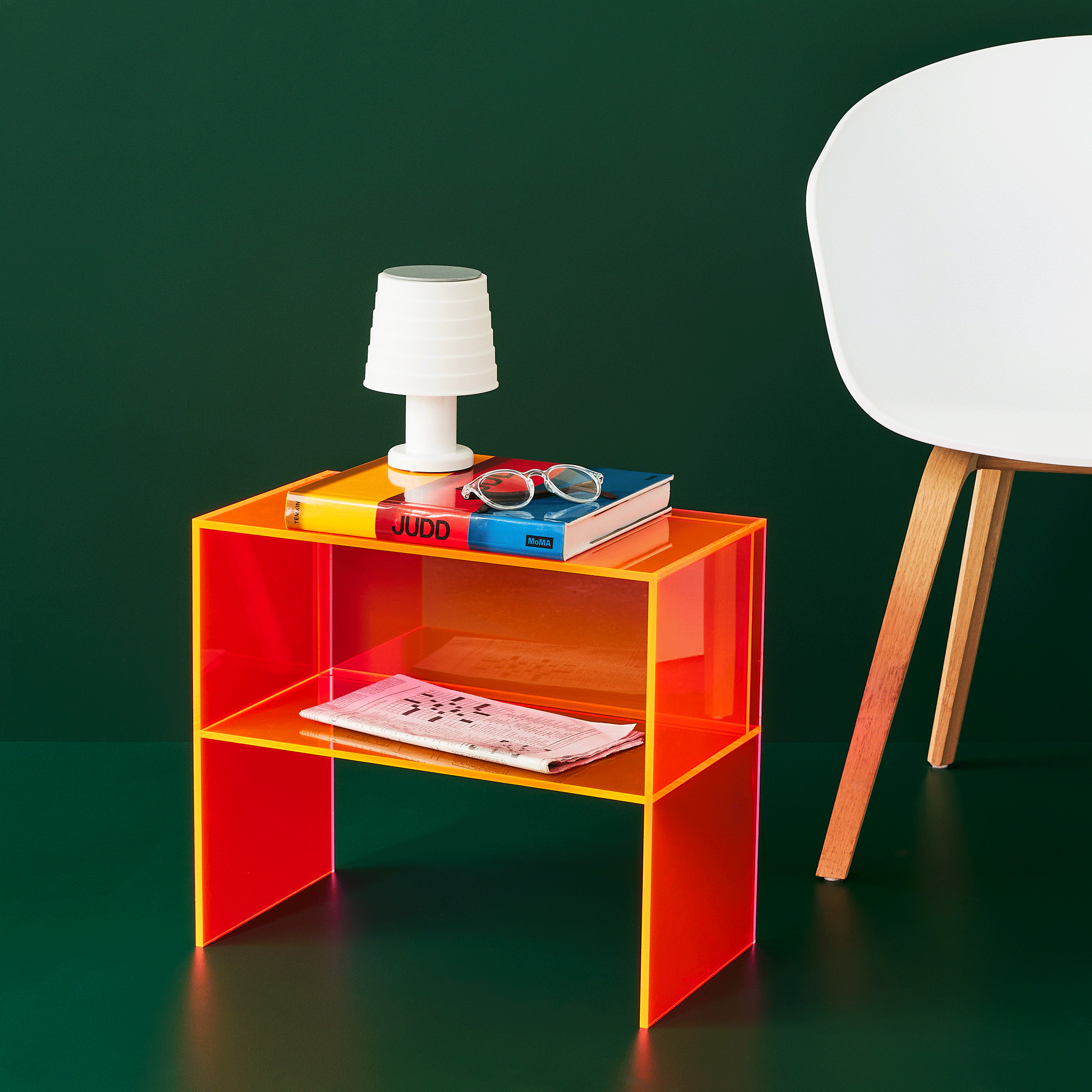 Two-Way Side Table - Neon Orange/ Neon Pink – MoMA Design Store Two-Way Side Table - Neon Orange/ Neon Pink – MoMA Design Store