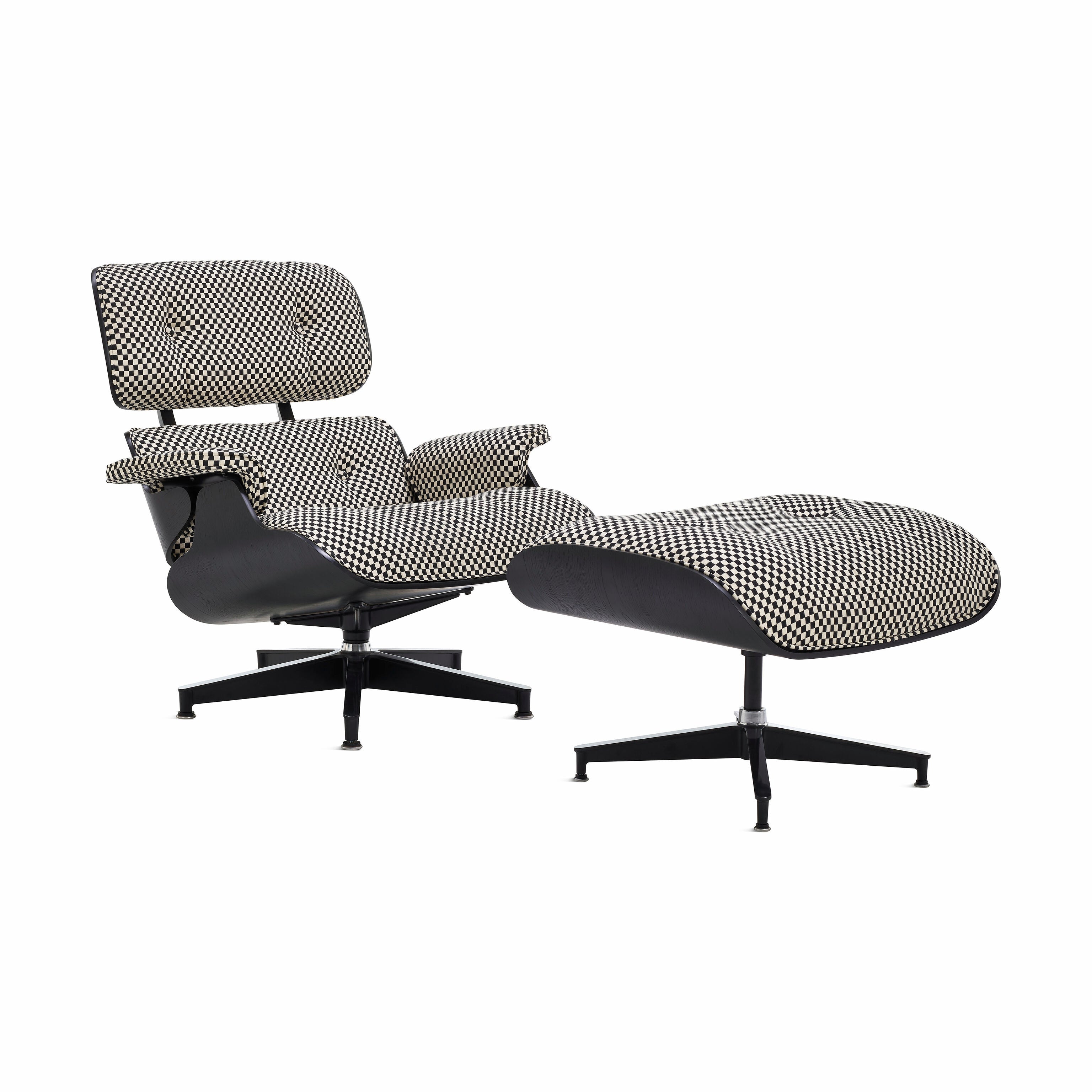 Eames® Lounge Chair and Ottoman from Herman Miller - Ebony/ Black & White  Checker Fabric