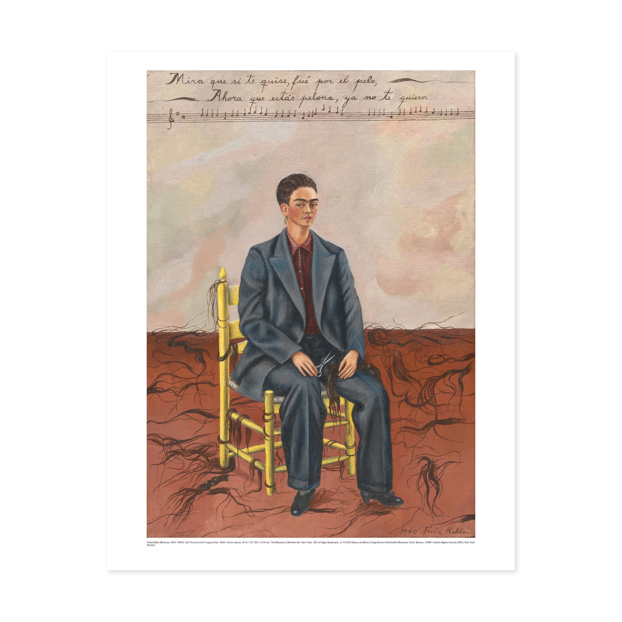 Frida Kahlo Self-Portrait with Cropped Hair Poster - 14 x 11