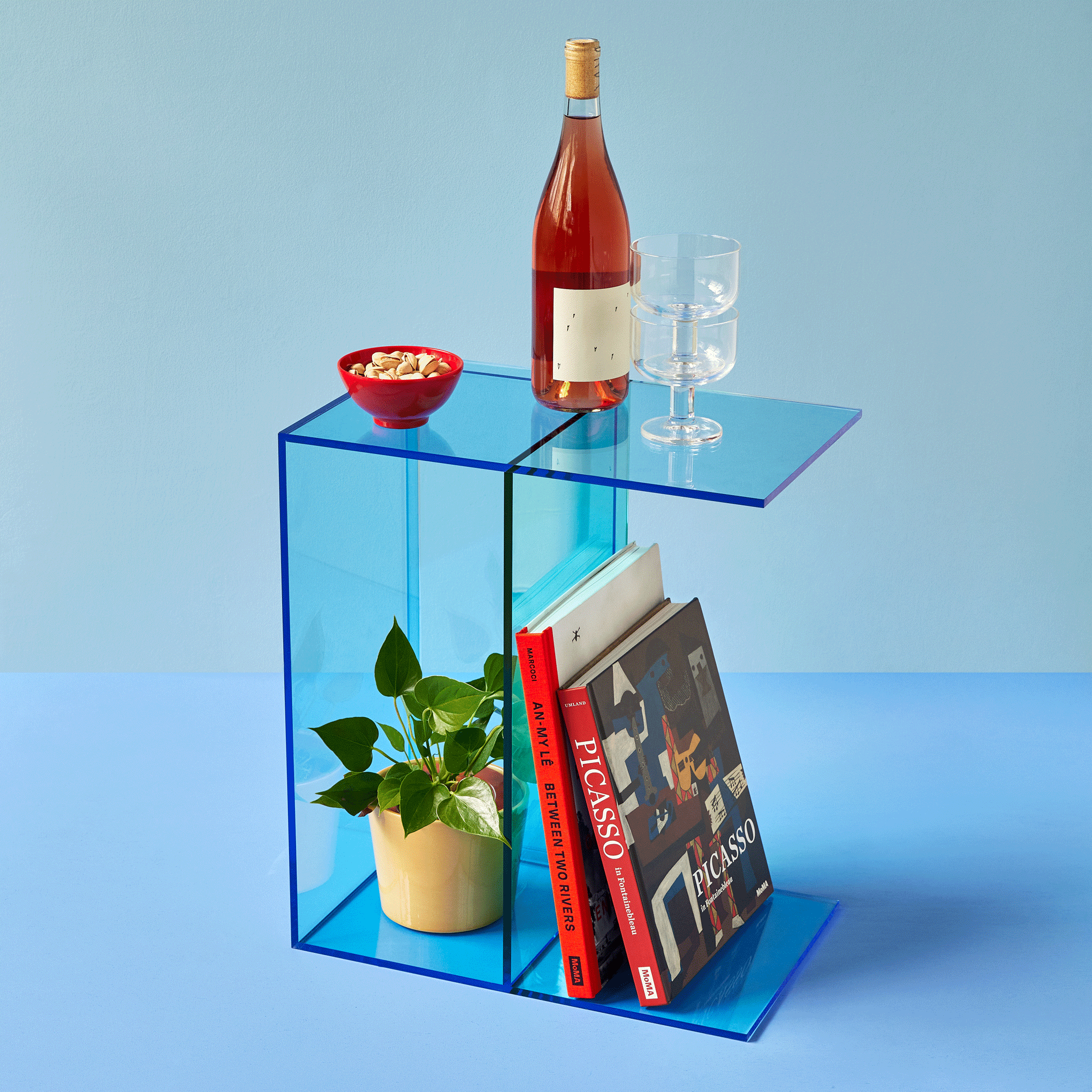 Two-Way Side Table - Blue/ Aqua – MoMA Design Store Two-Way Side Table - Blue/ Aqua – MoMA Design Store