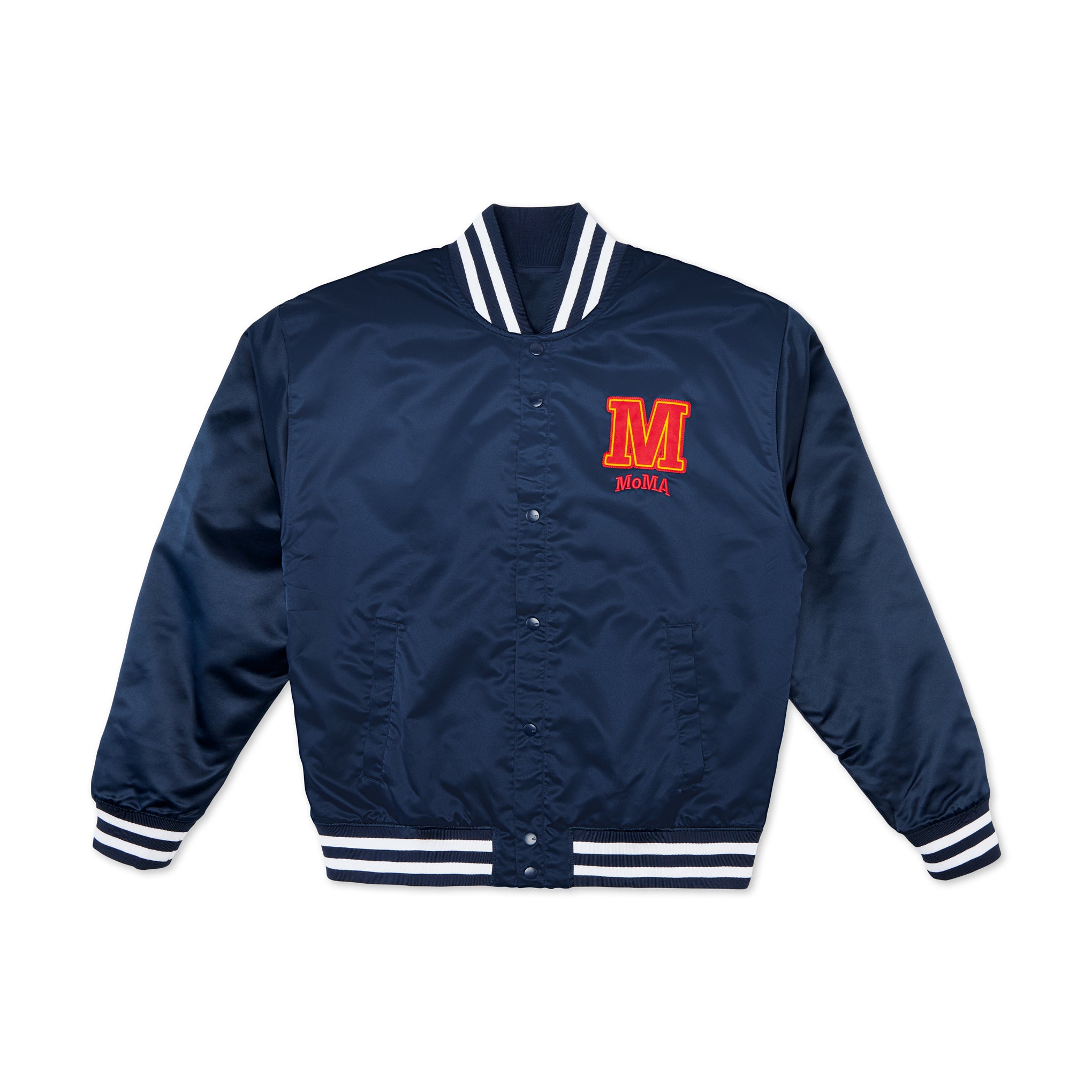 Moma Champion Satin Bomber Jacket Large Navy