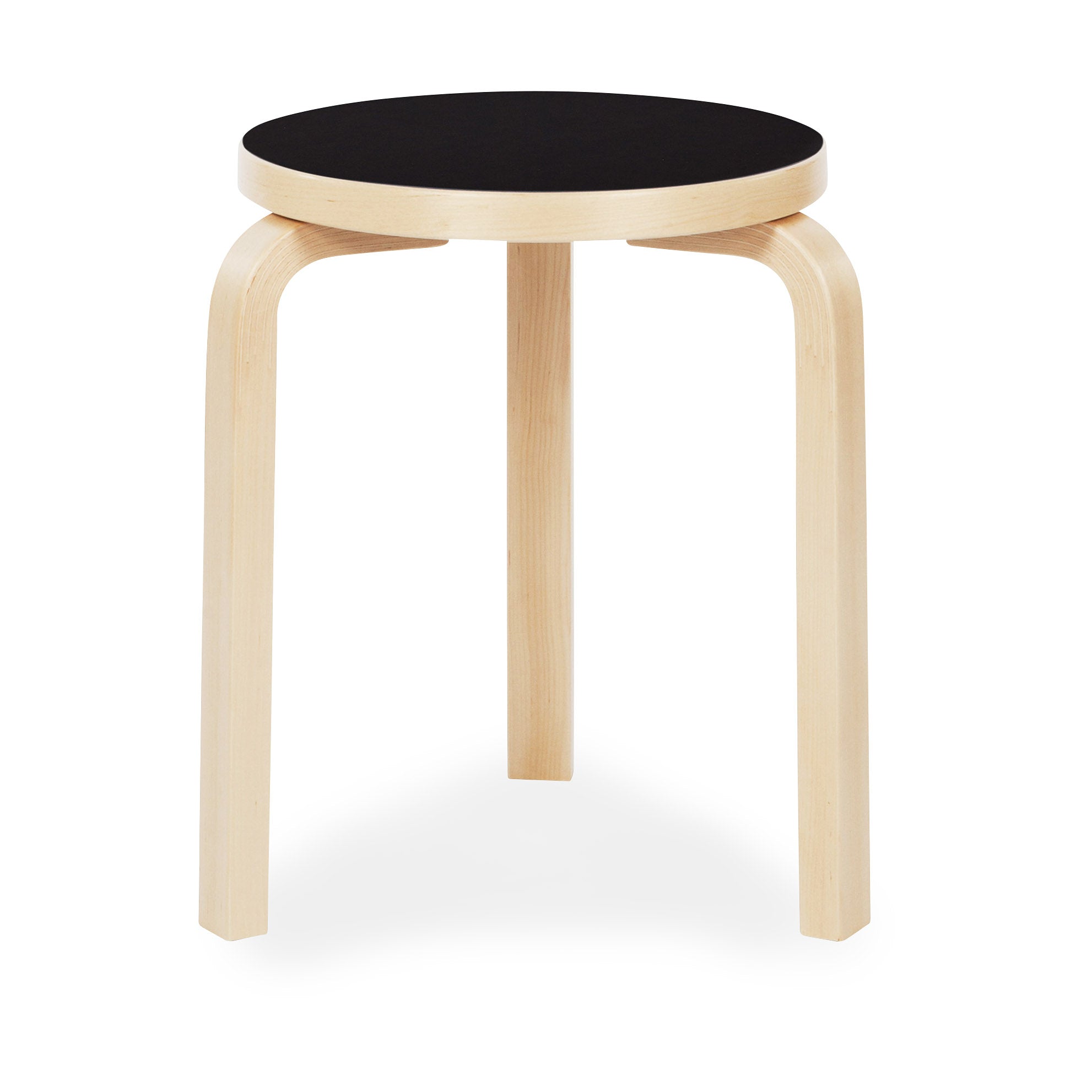 Artek Aalto Stacking Stool 60 - Black/ Birch