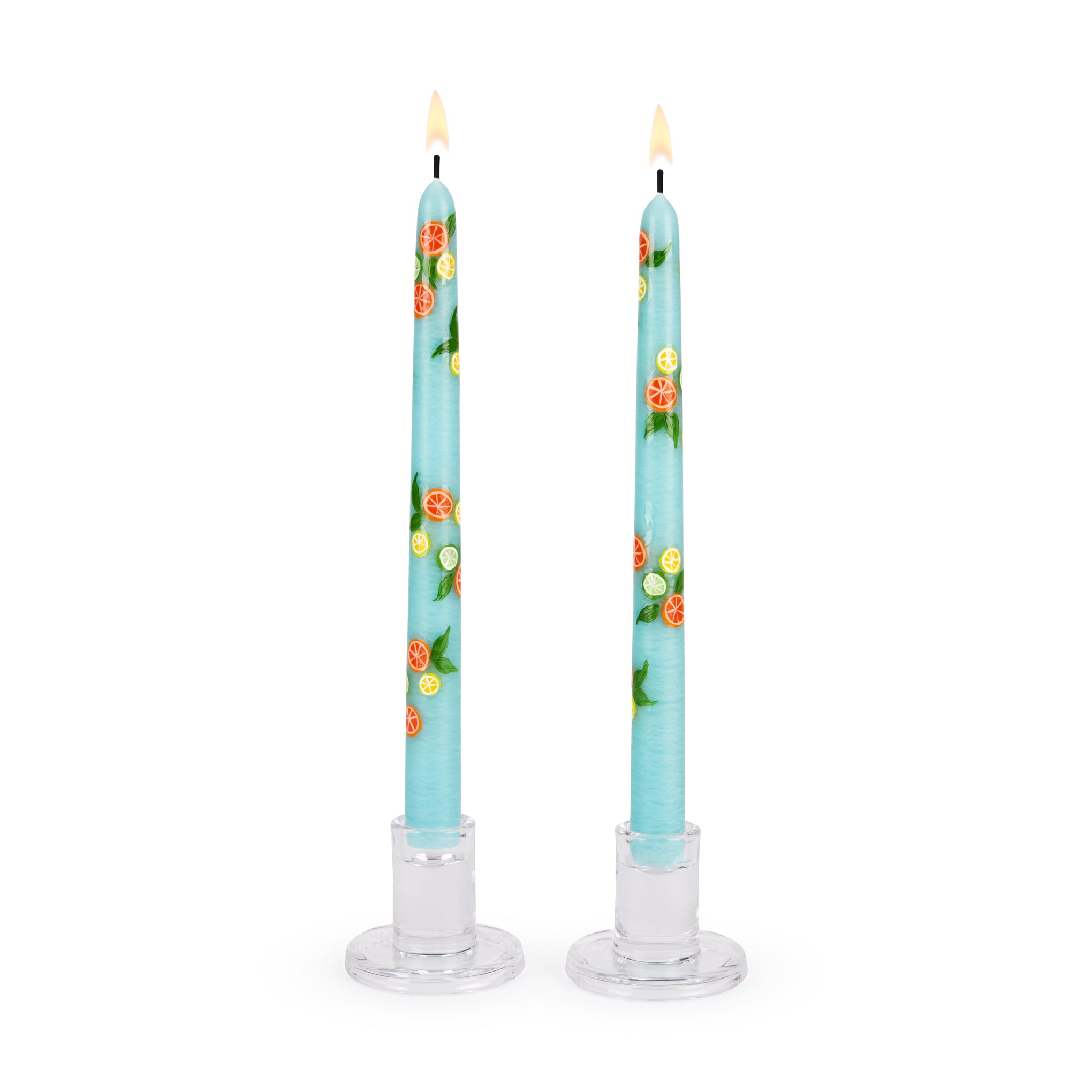 Hand-Painted Fruit Candles - Set of 2 - Citrus