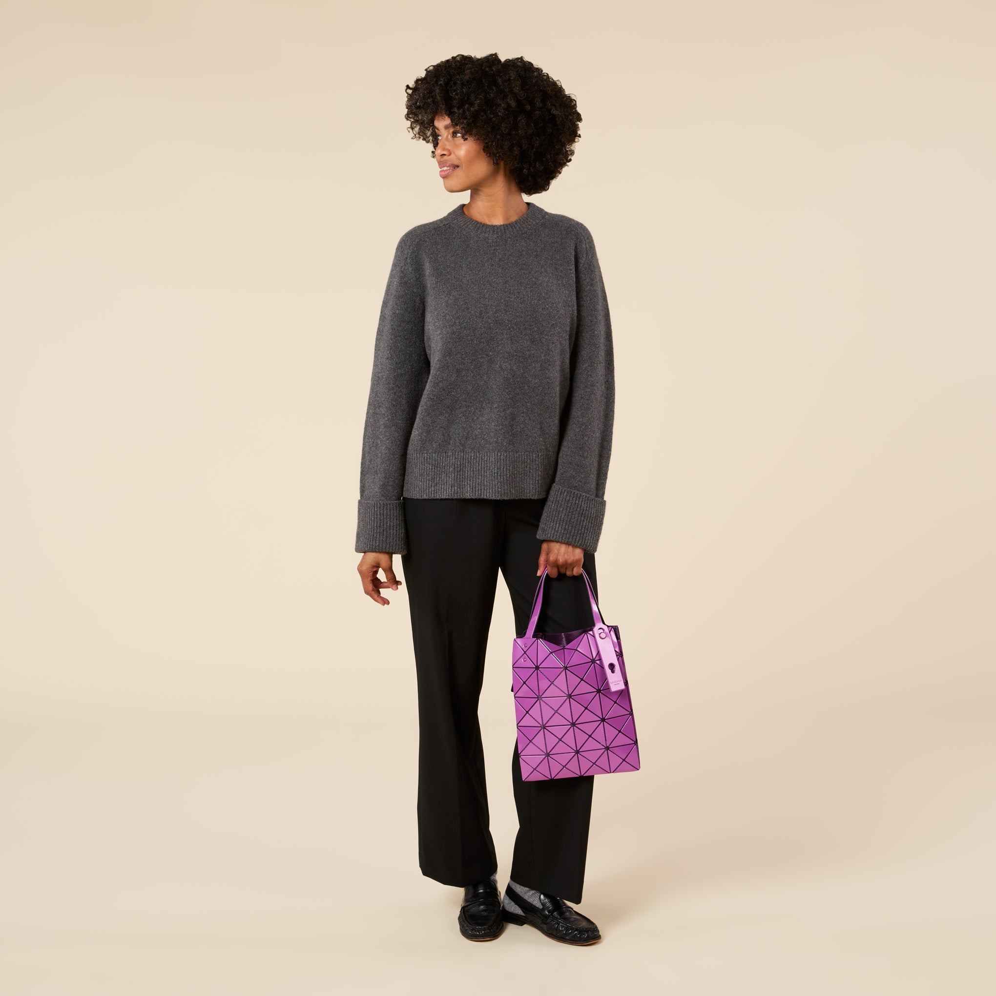 ※MIC※BAOBAO issey miyake ボストンバッグ 紫 BAO BAO ISSEY MIYAKE Purple Boston Bag Bao Bao Issey Miyake