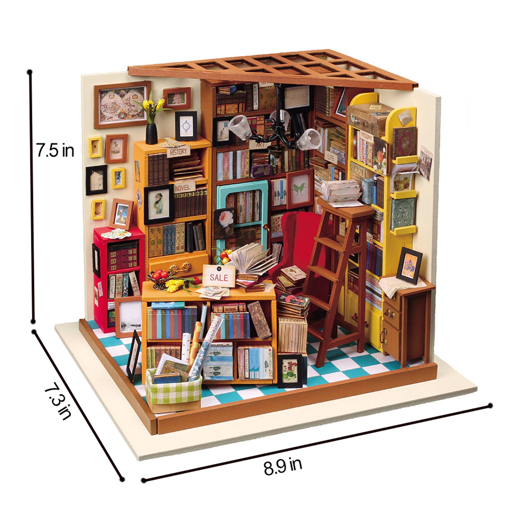 DIY Miniature Library Doll House 