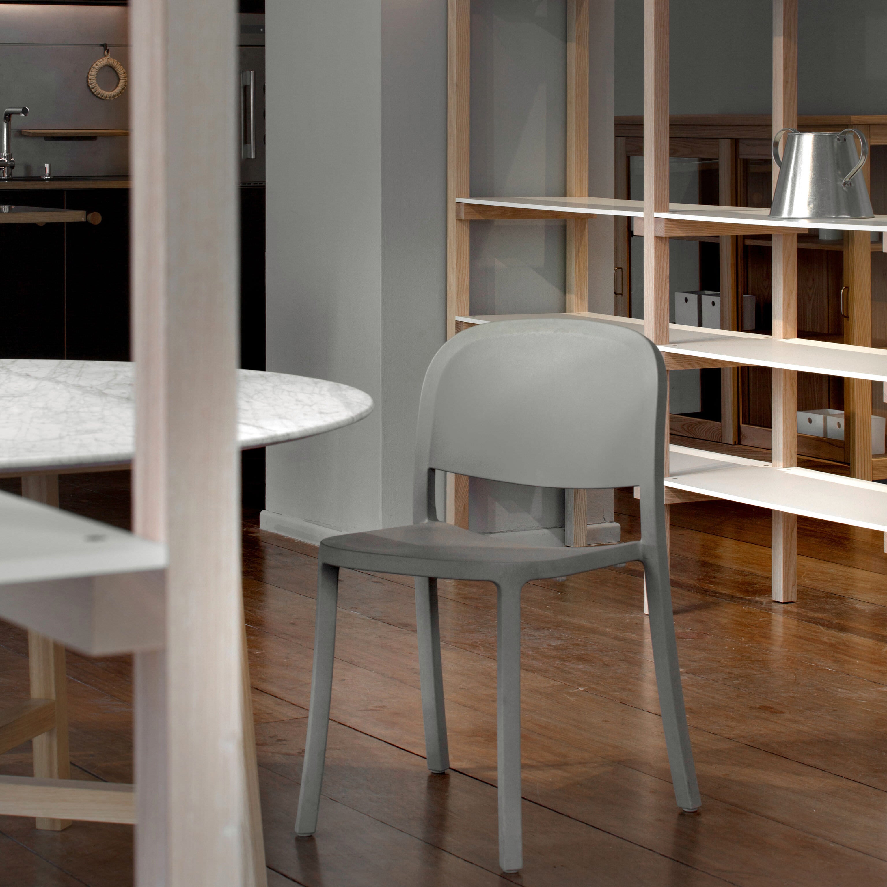 Emeco 1 Inch Reclaimed Stacking Chair - Light Grey – MoMA Emeco 1 Inch Reclaimed Stacking Chair - Light Grey – MoMA