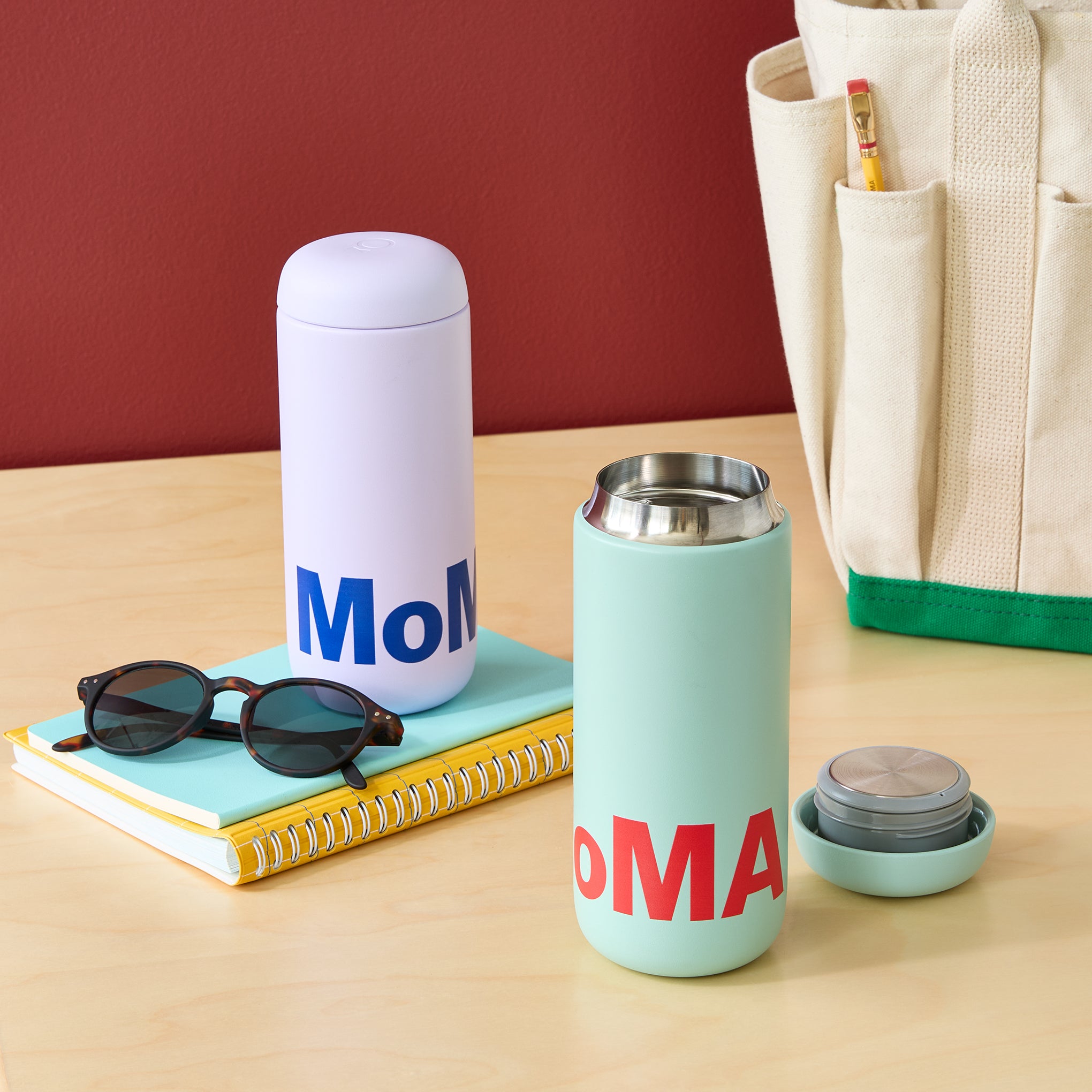 Colorful MoMA Insulated Travel Mug - Mint/ Red – MoMA Design Store