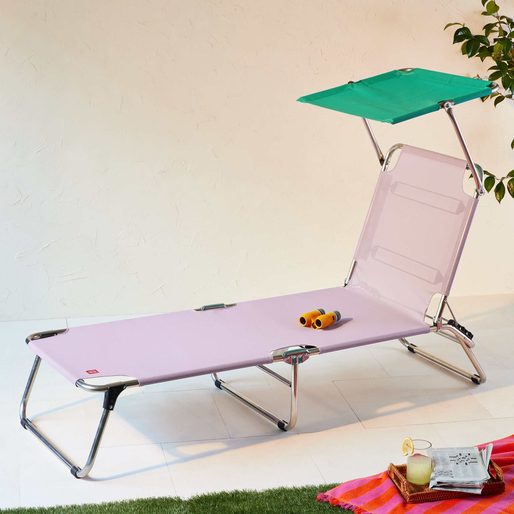Amigo Outdoor Lounge Chair with Sun Shield - Lilac/ Teal – MoMA