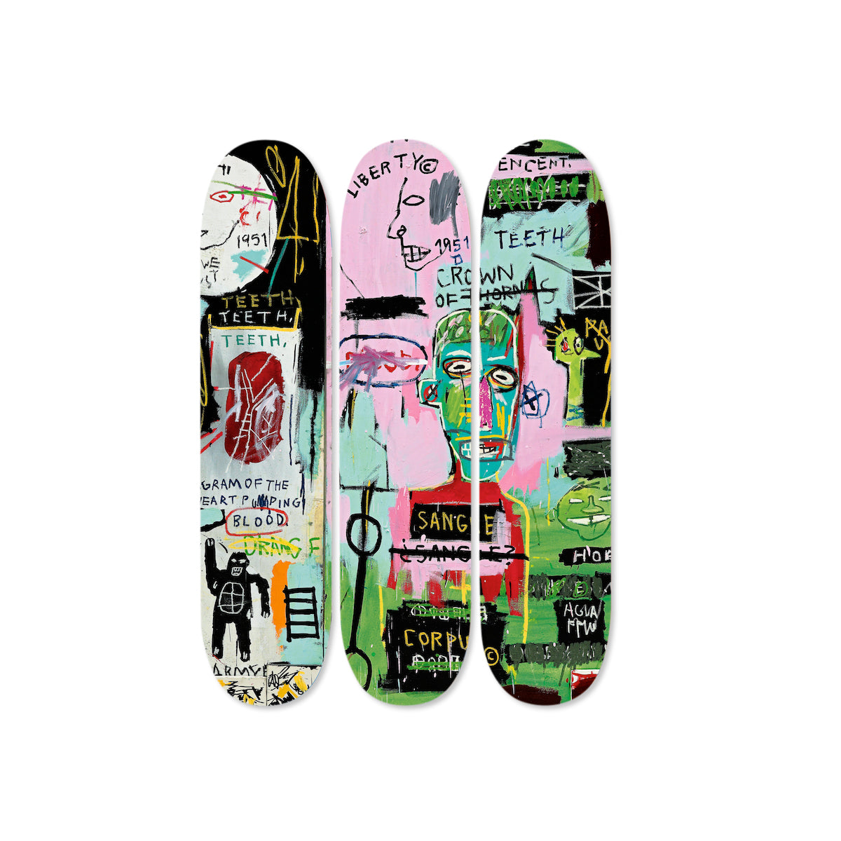 Jean-Michel Basquiat: Skateboard Triptych In Italian