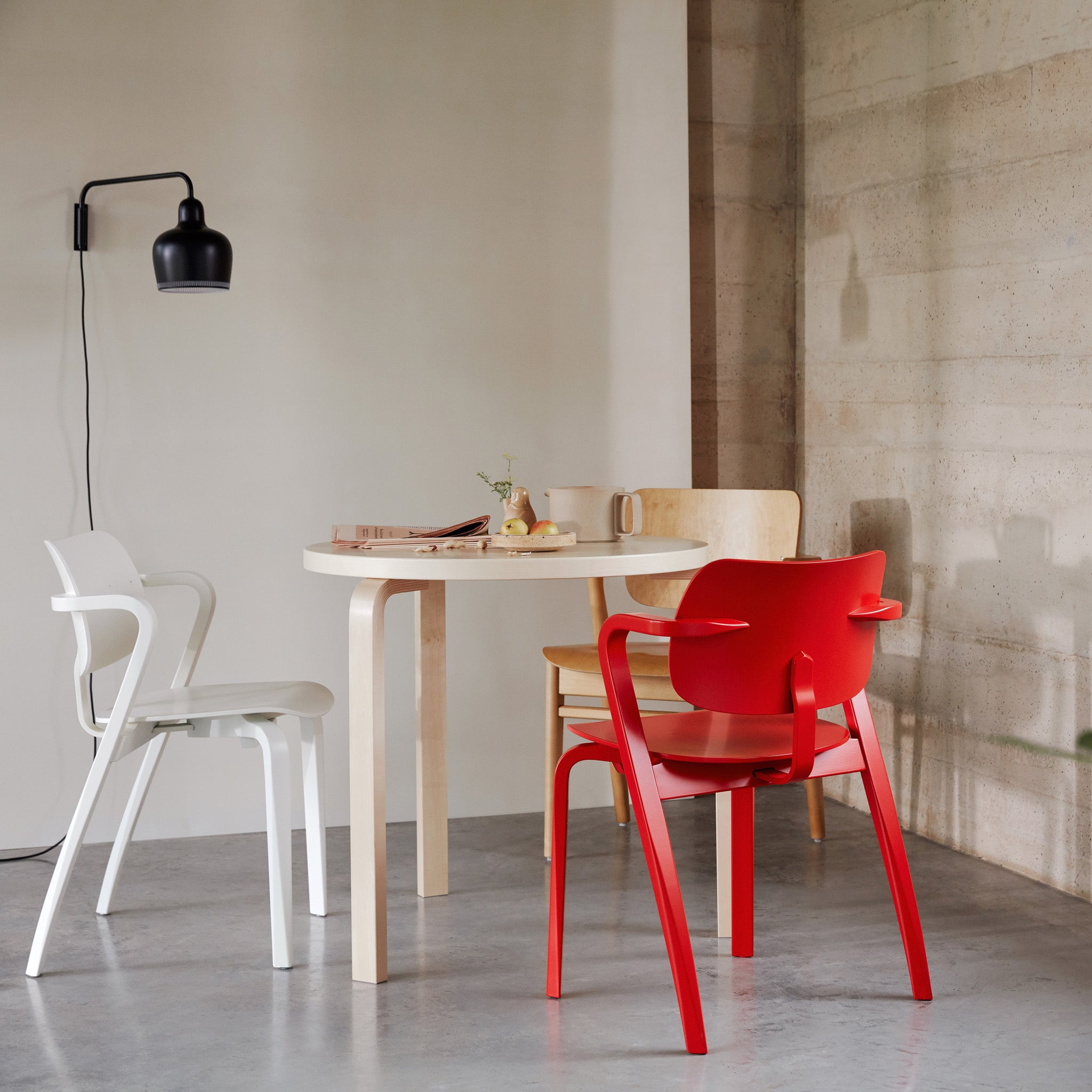 Artek Aalto table 100x60 cm, birch - red, Pre-used design