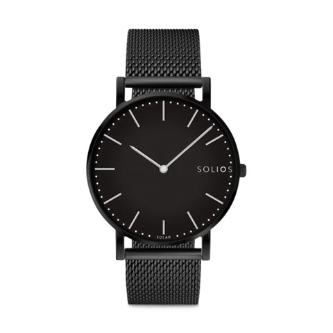 Solios Solar-Powered Watch - Black Mesh – MoMA Design Store