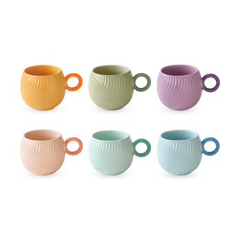 Waves Porcelain Espresso Cups - Set of 6