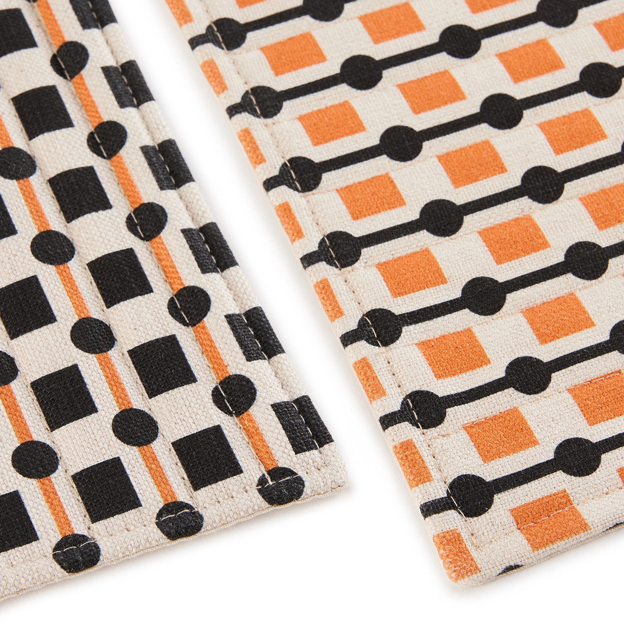 Geometric Cotton & Linen Placemats Set of 2 Black/ Orange MoMA