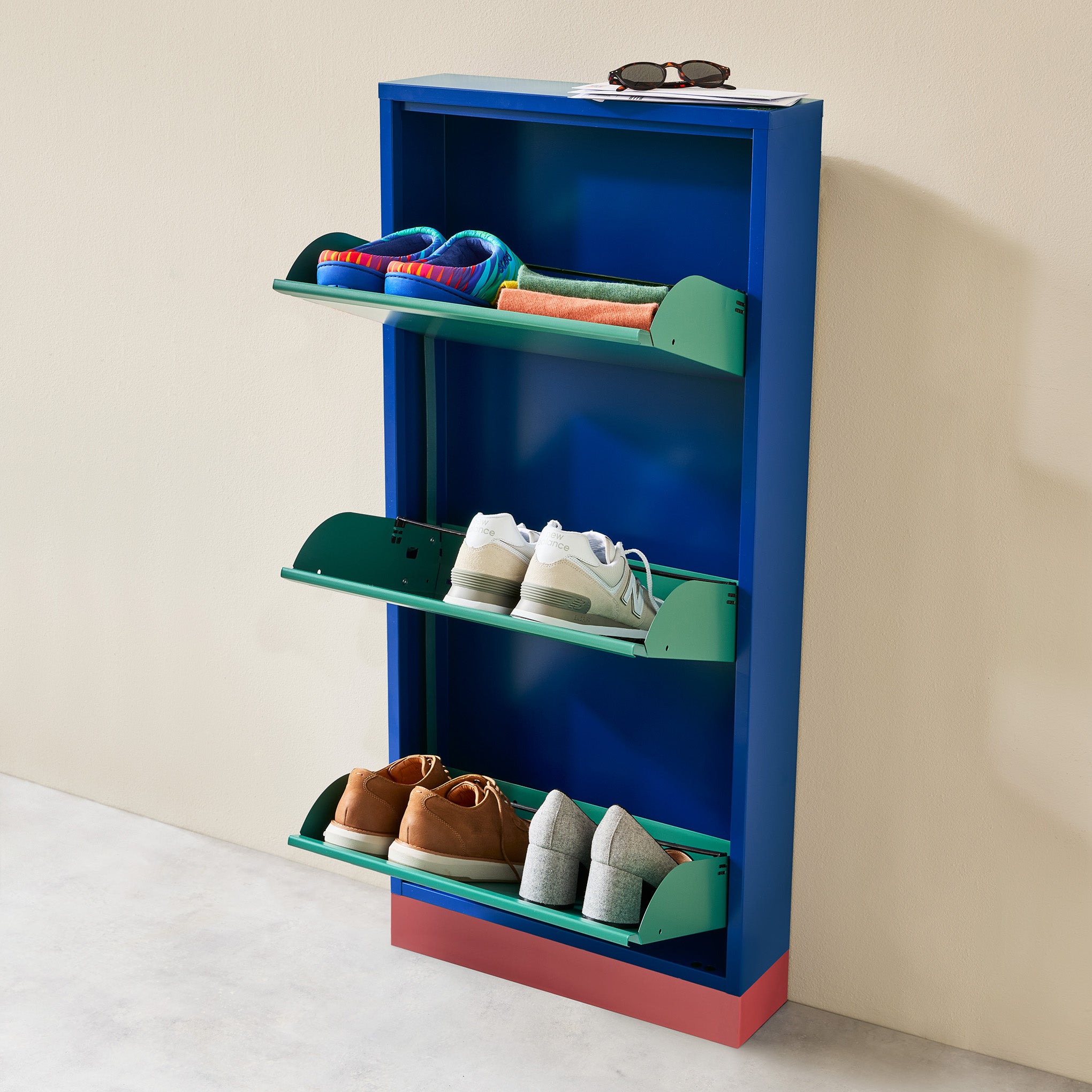 3-Drawer Shoe Rack & Storage Cabinet - Blue/ Green – MoMA Design Store