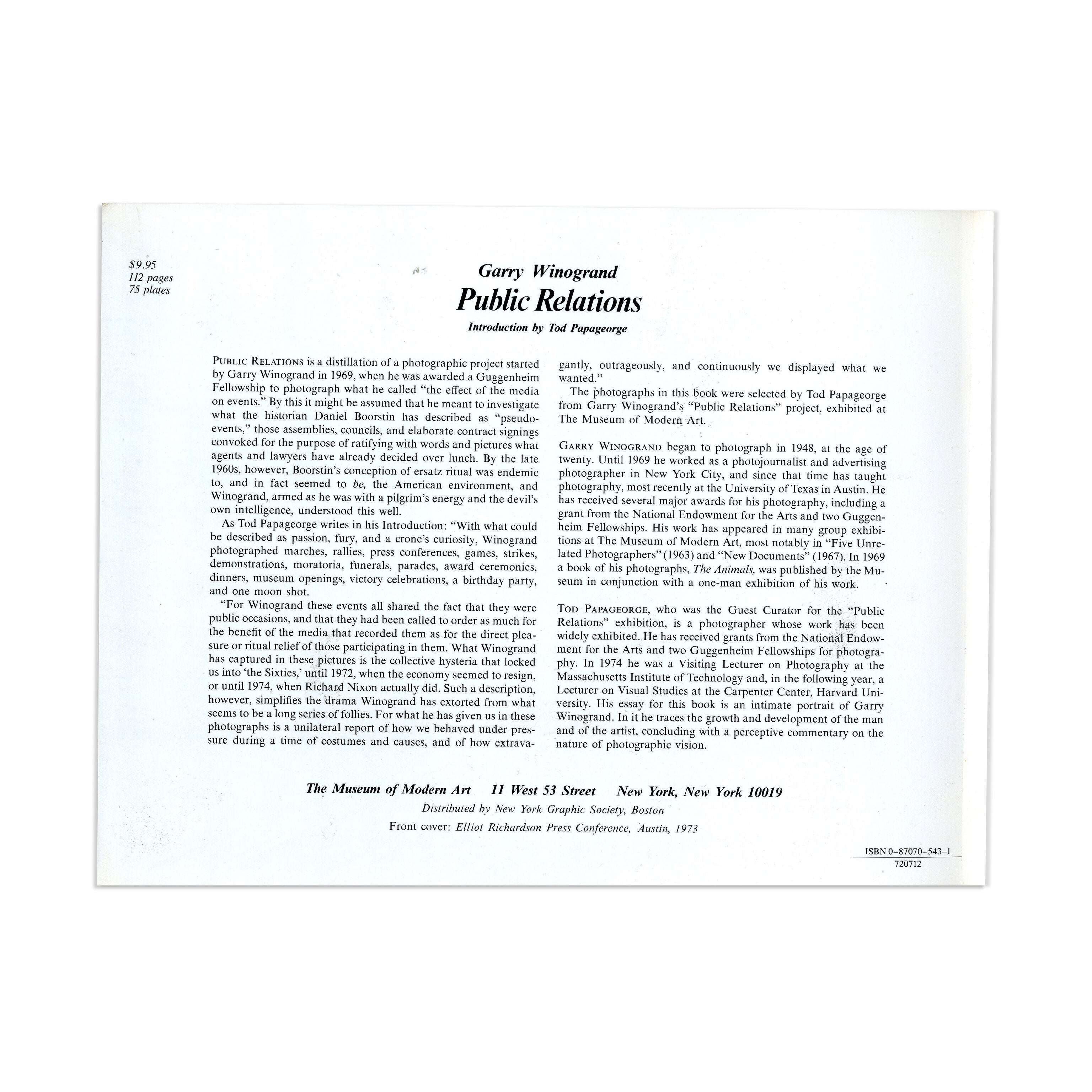 Winogrand Public Relations - Paperback – MoMA Design Store