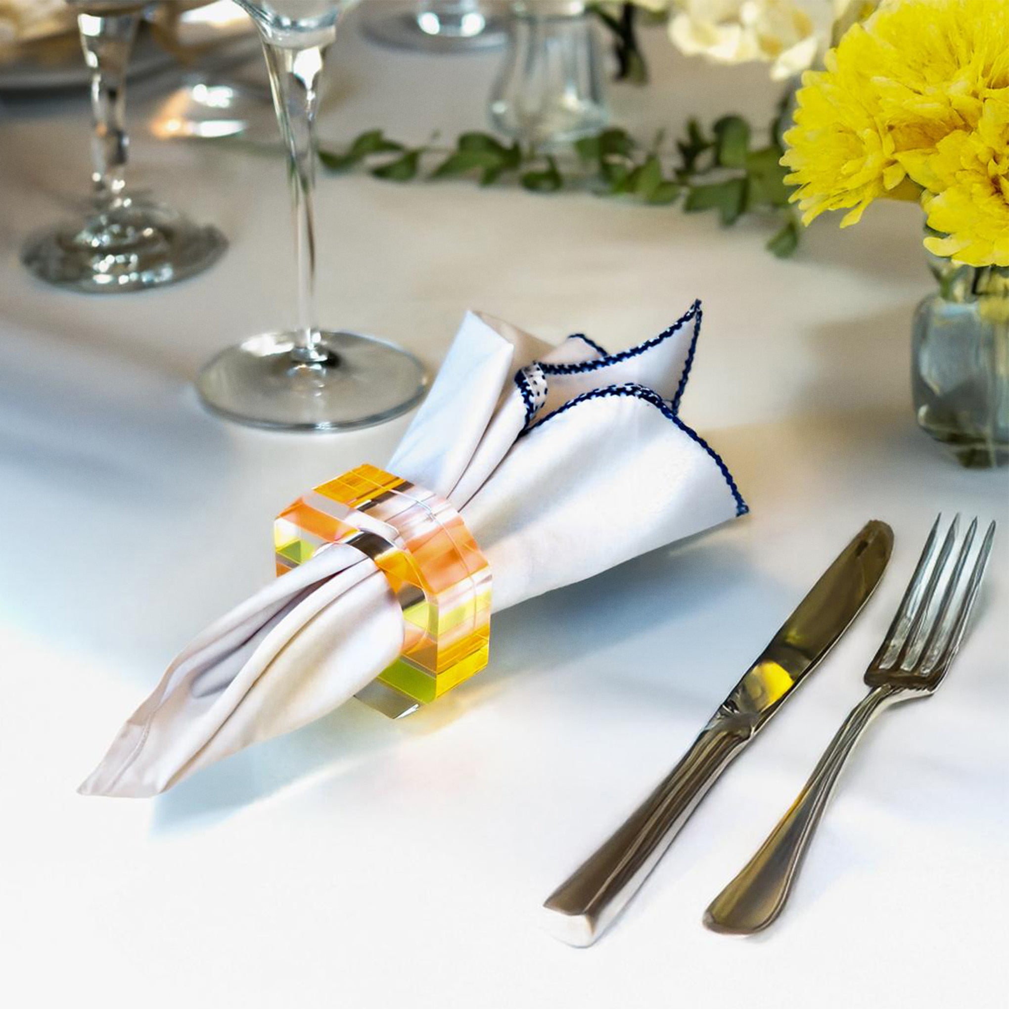 Nicolai Canetti Chromatic Napkin Rings - Set of 4 - Orange/ Yellow