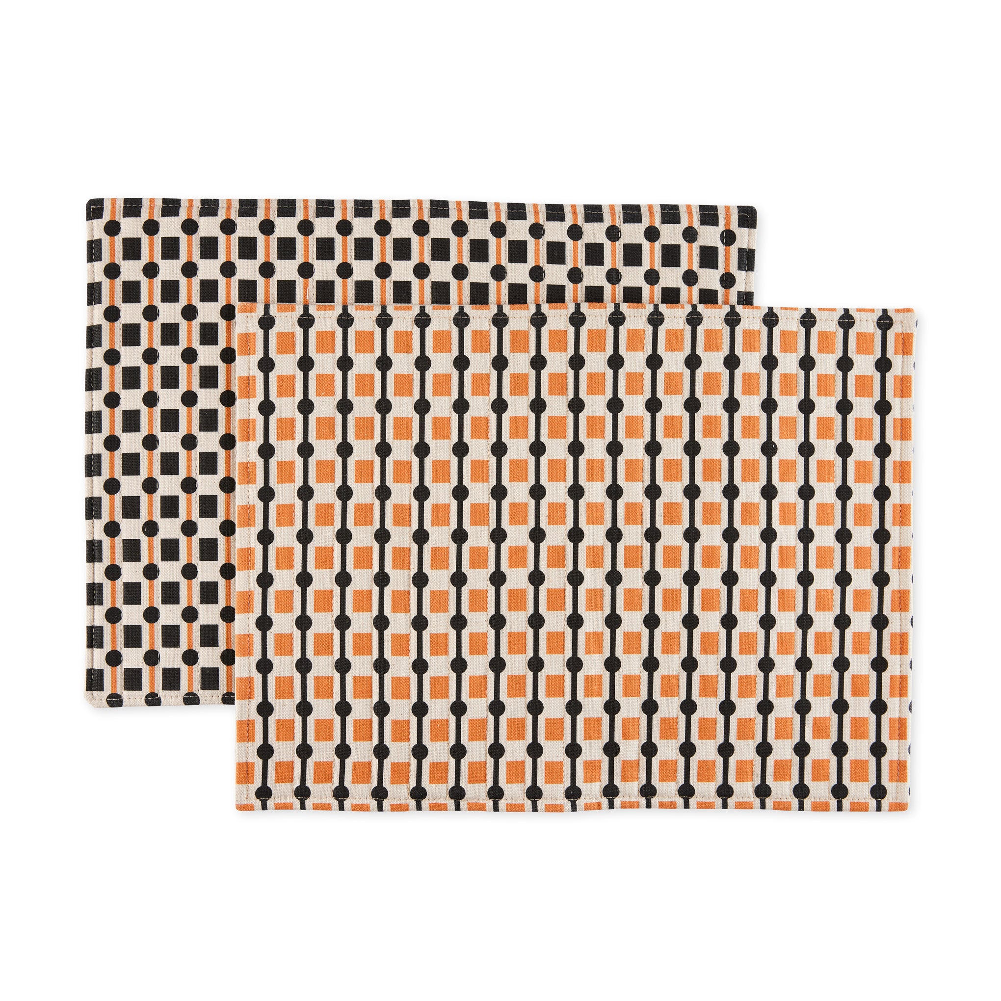 Geometric Cotton & Linen Placemats Set of 2 Black/ Orange MoMA