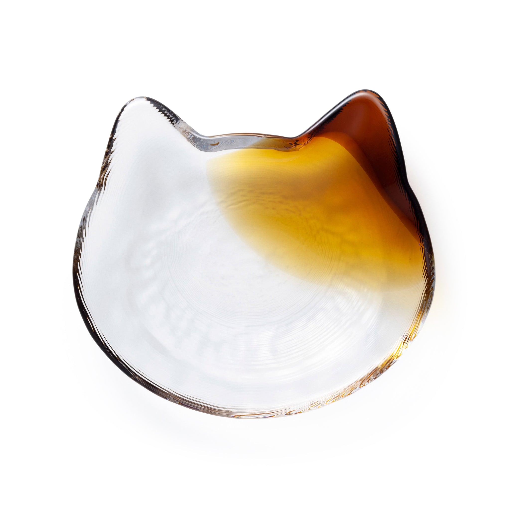 Glass Cat Face Dish - Brown