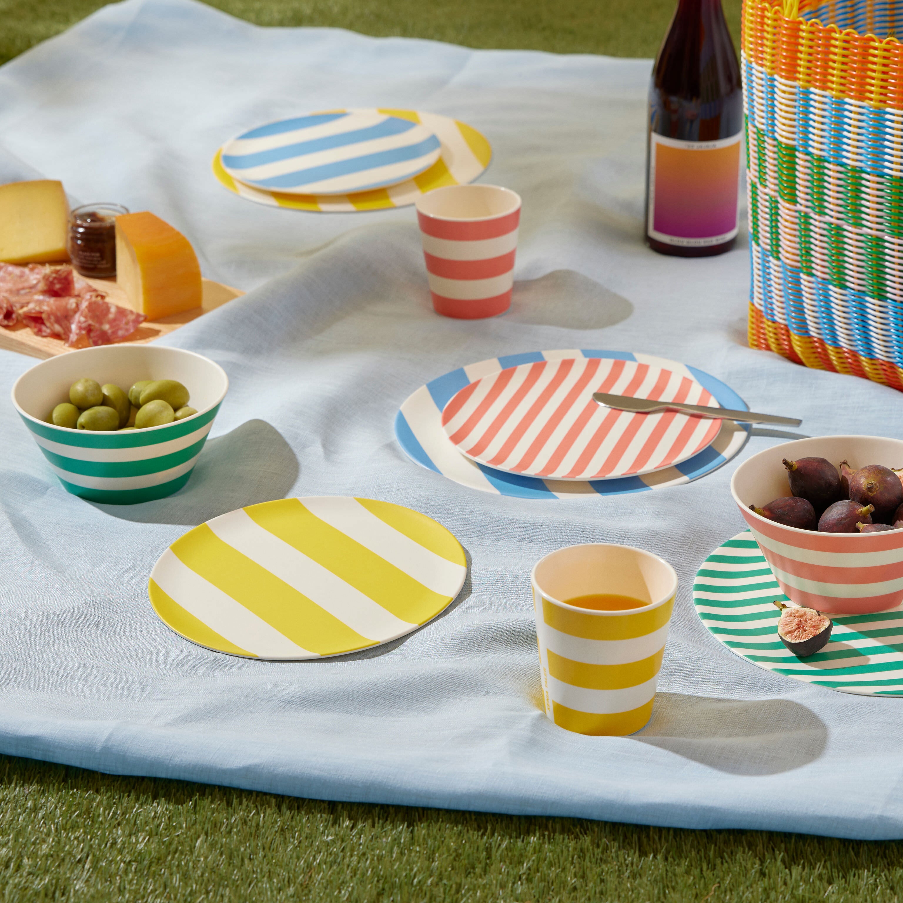 hxo Stripe Table Natural Dish Dryer セット HTH x Domino WIDE STRIPE - Oat & Moss Tablecloth – Heather Taylor Home