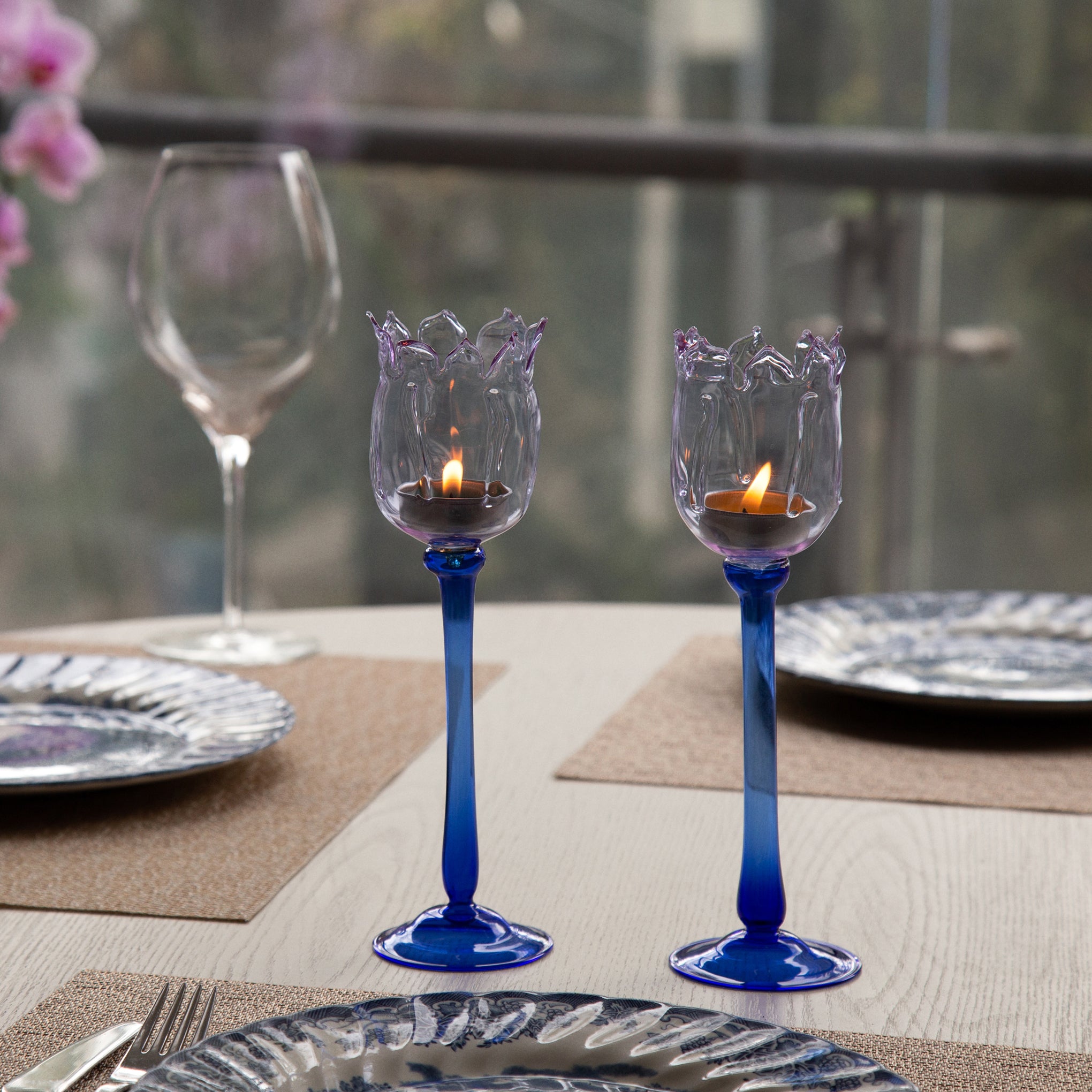 Eternal Blossom Glass Tea Light Holder - Lilac/ Blue – MoMA Design