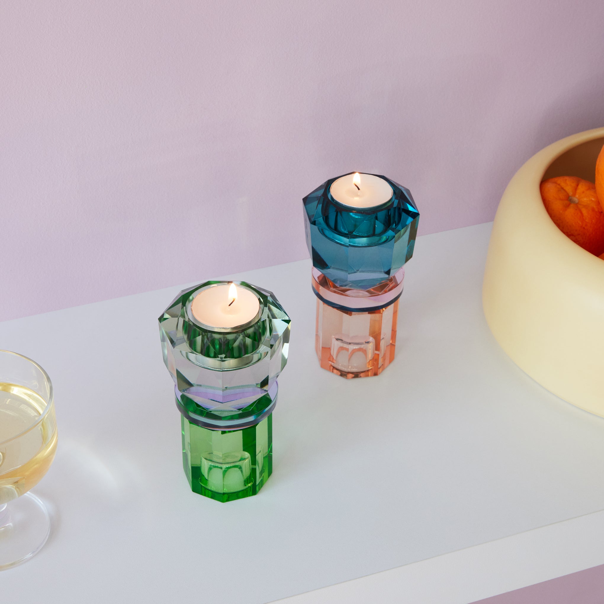 Faceted Crystal Candleholder - Mint/ Violet/ Olive – MoMA Design Store