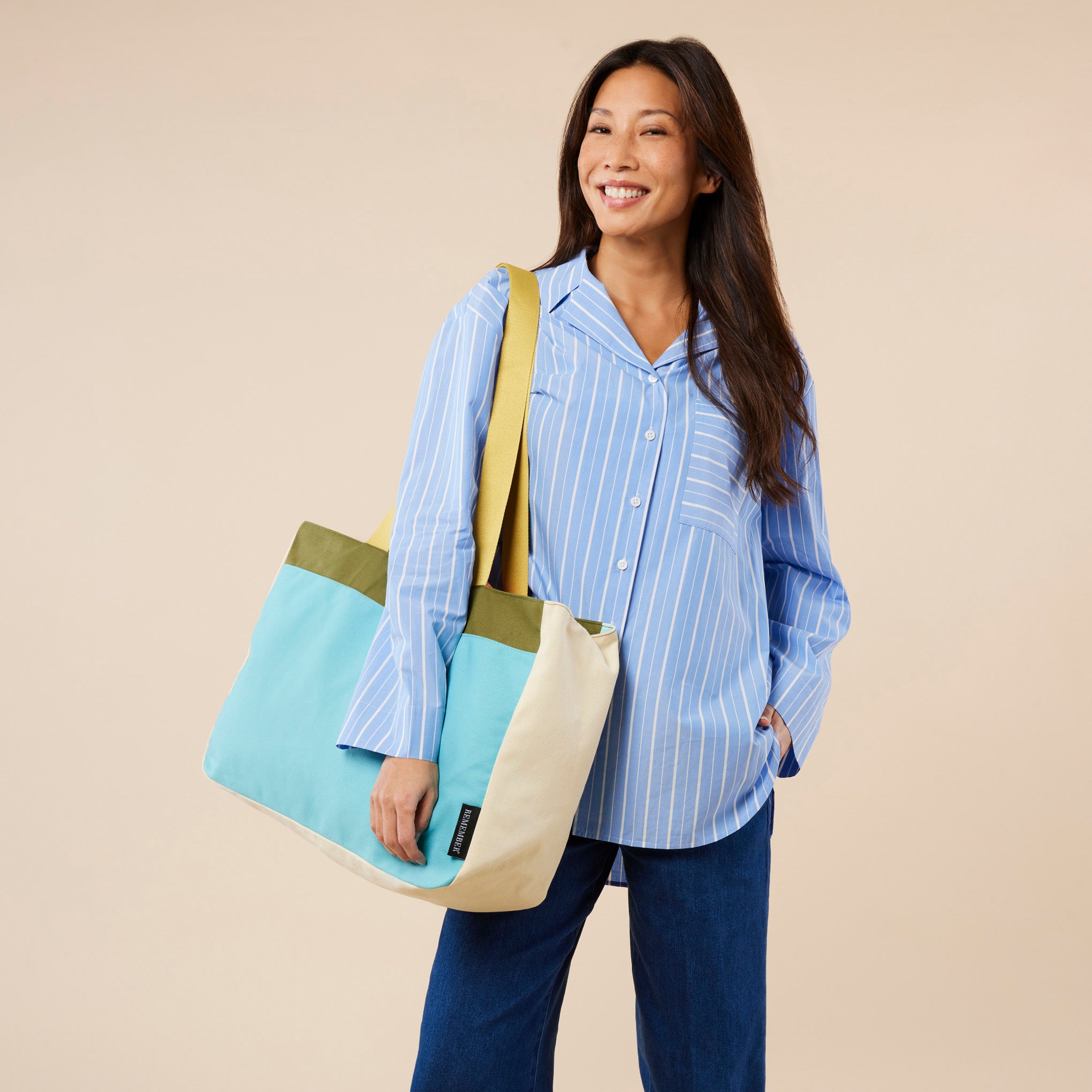 Colorful Oversized Cotton Canvas Tote Bag - Blue – MoMA Design Store