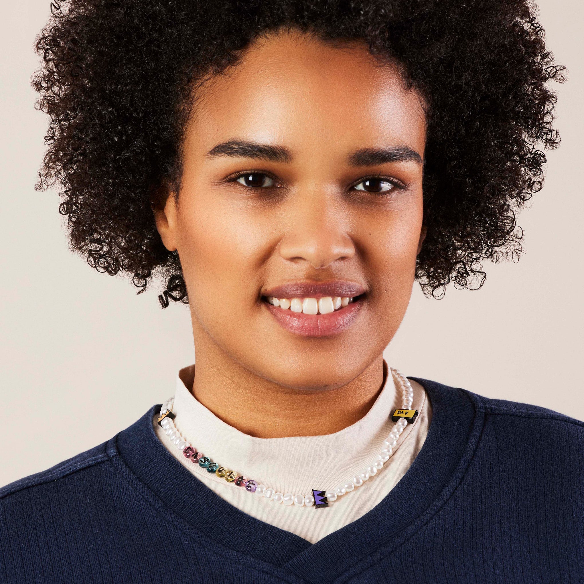 Crystal Haze x Basquiat Bead Necklace Pearl MoMA Design Store