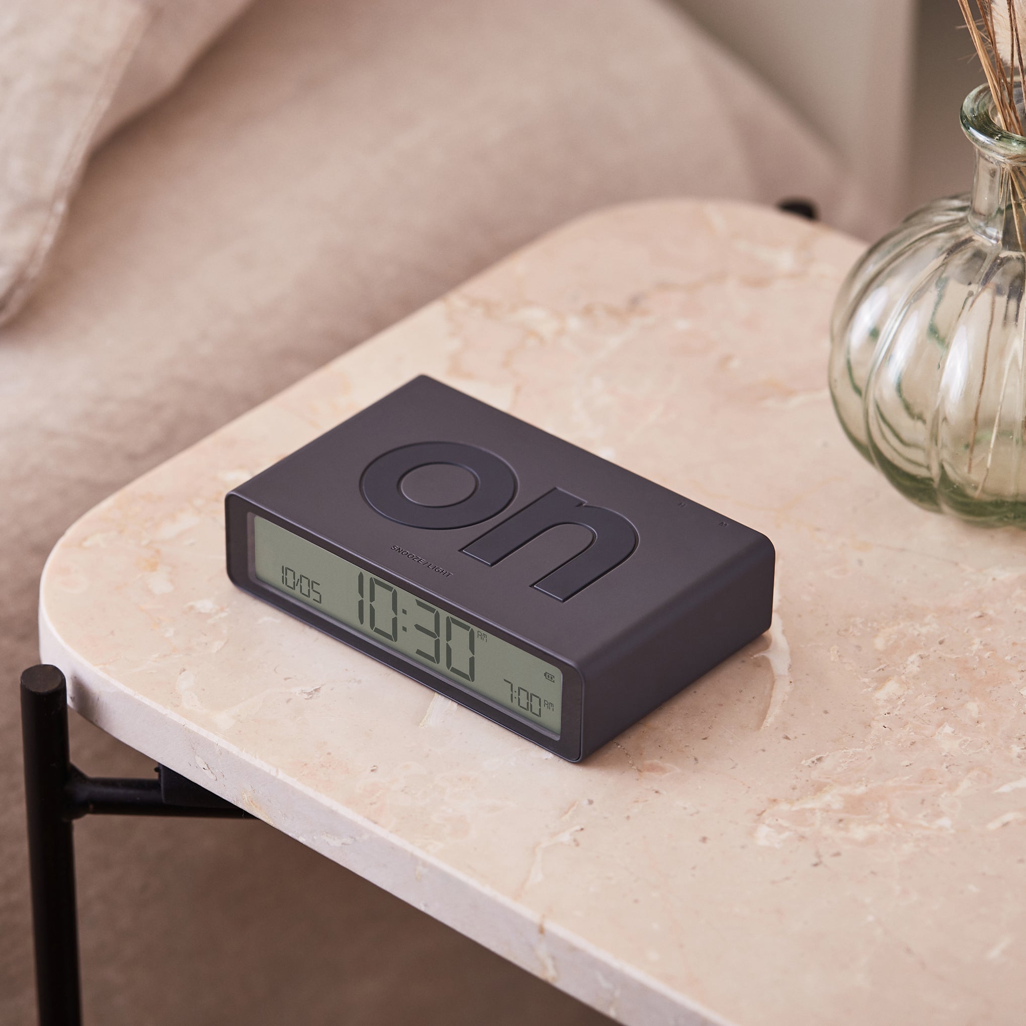Lexon Flip Rechargeable Alarm Clock - Dark Grey – MoMA Design Store
