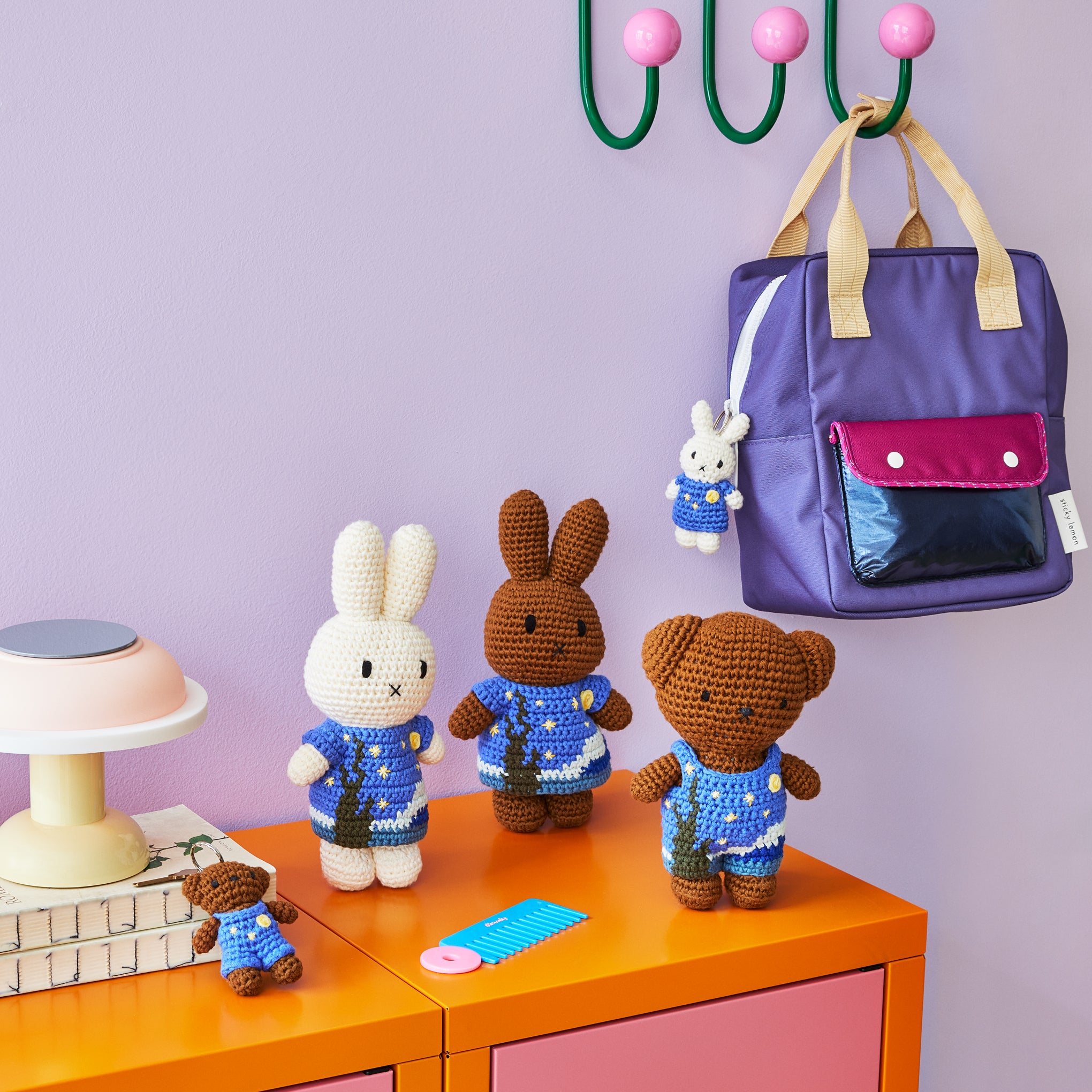 Miffy & Friends Crocheted Van Gogh The Starry Night Keychain
