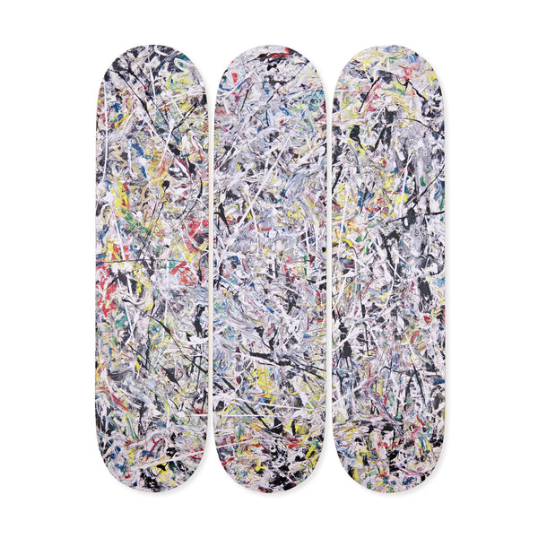 Jackson Pollock White Light Skateboard Triptych from The Skateroom