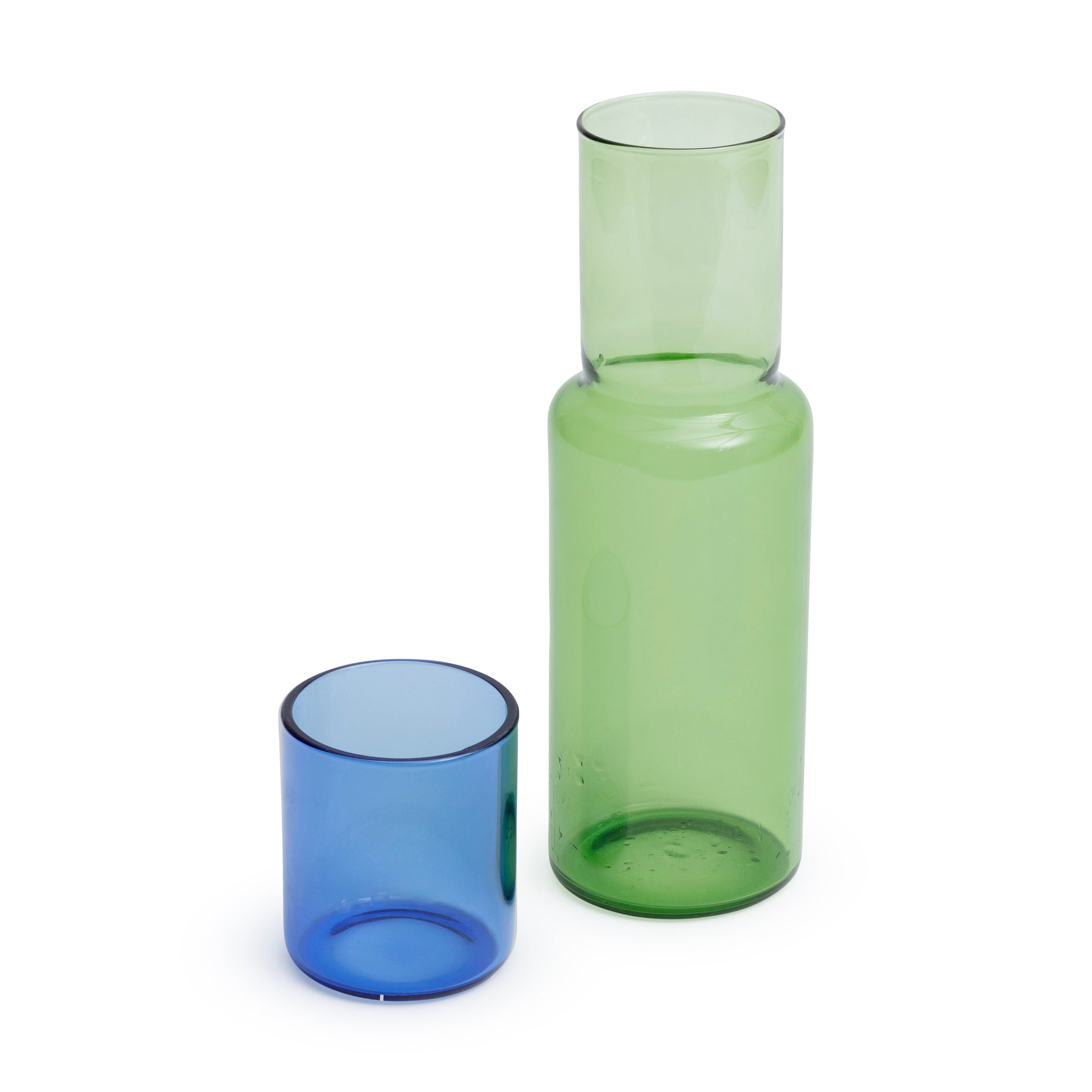 Colorblock Glass Carafe & Cup Set - Blue/ Green