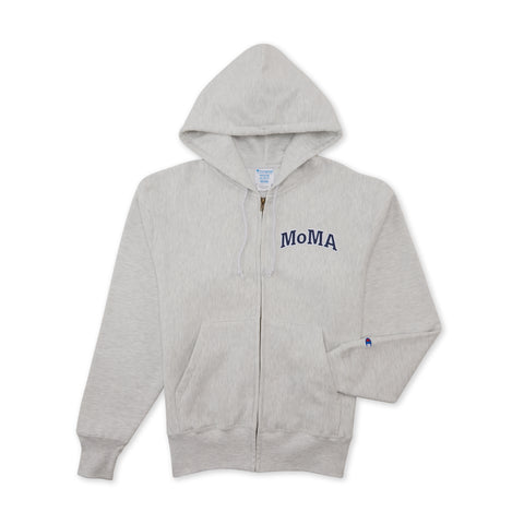 Moma Champion Zip Up Hoodie by Champion Small Silver Gray