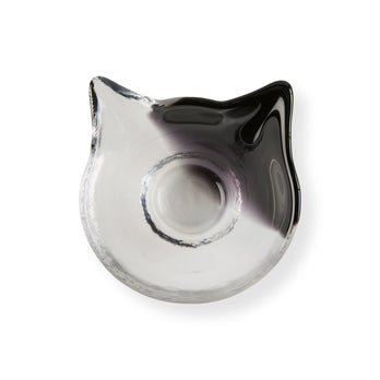 Glass Cat Face Dish - Black