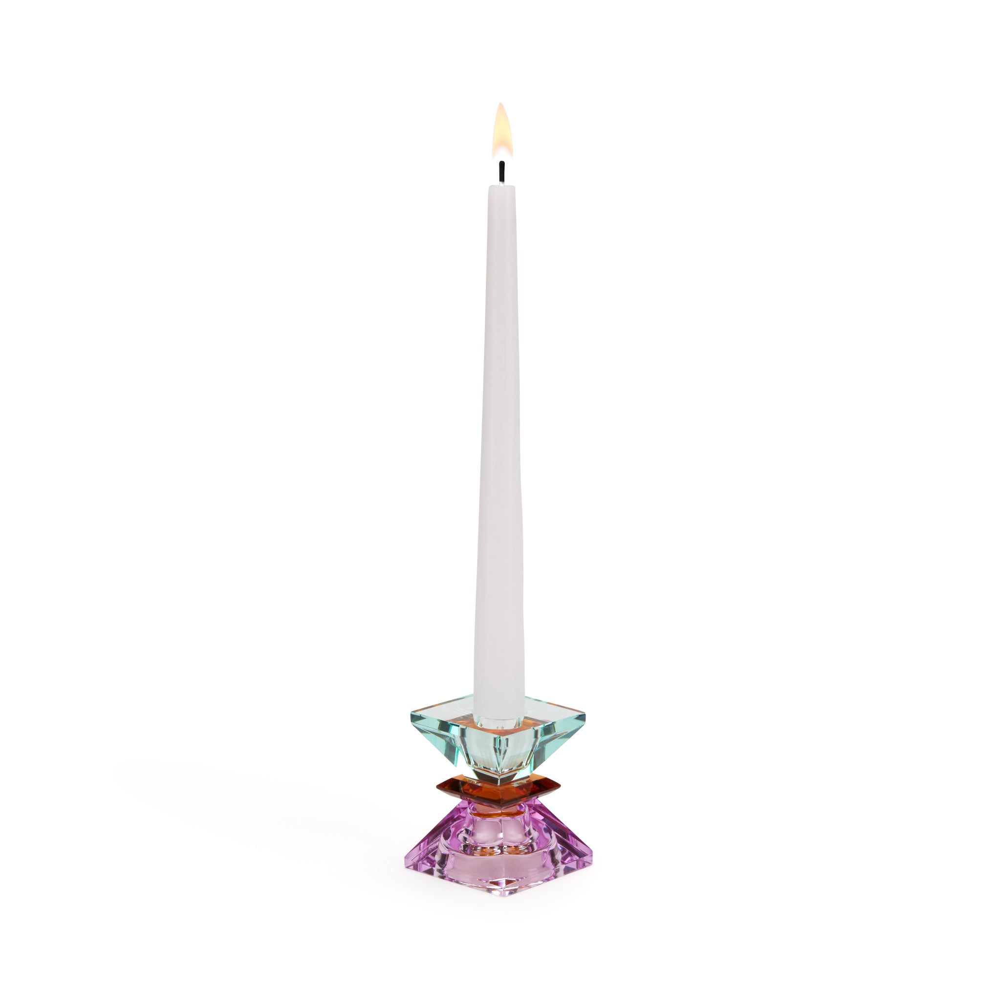 Faceted Crystal Candleholder - Violet/ Amber/ Light Mint | MoMa