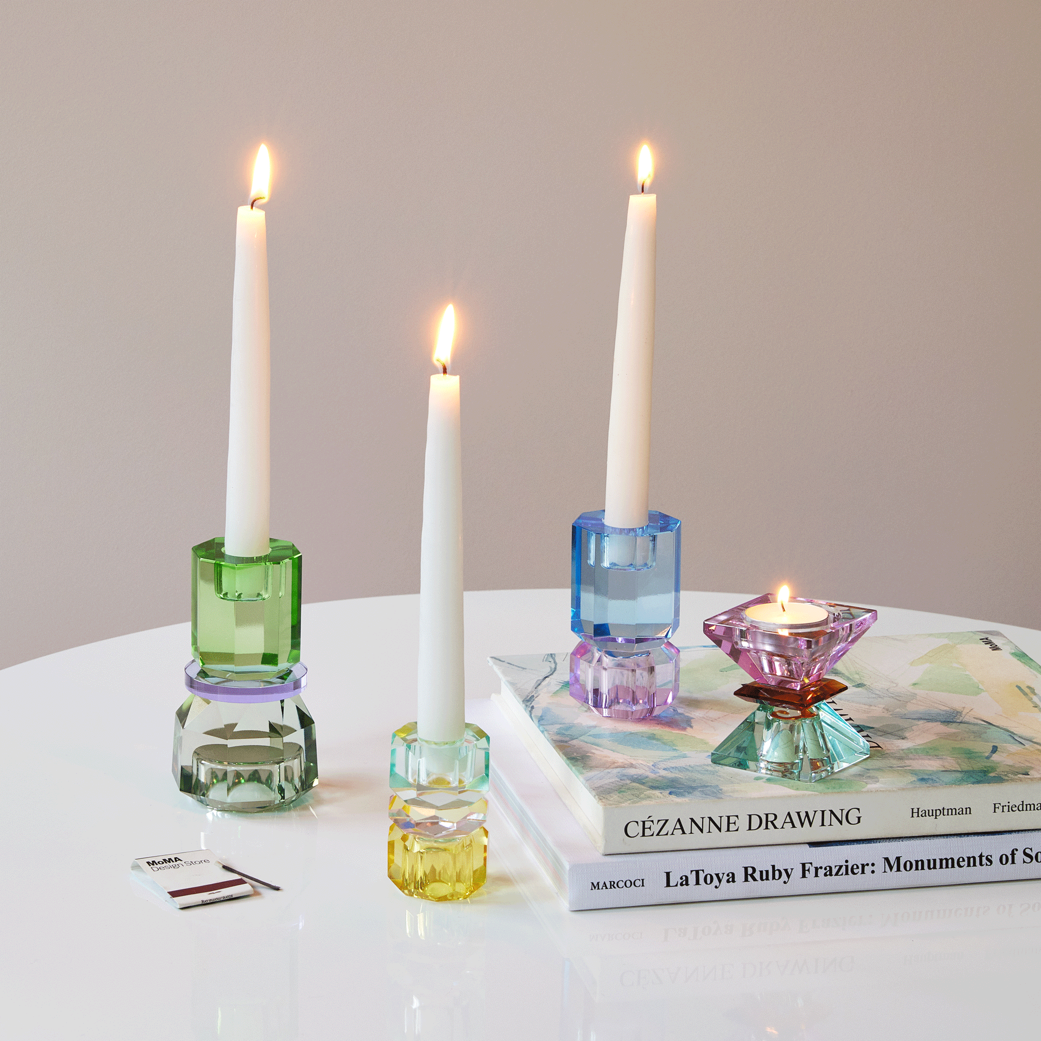 Faceted Crystal Candleholder - Mint/ Violet/ Olive – MoMA Design Store