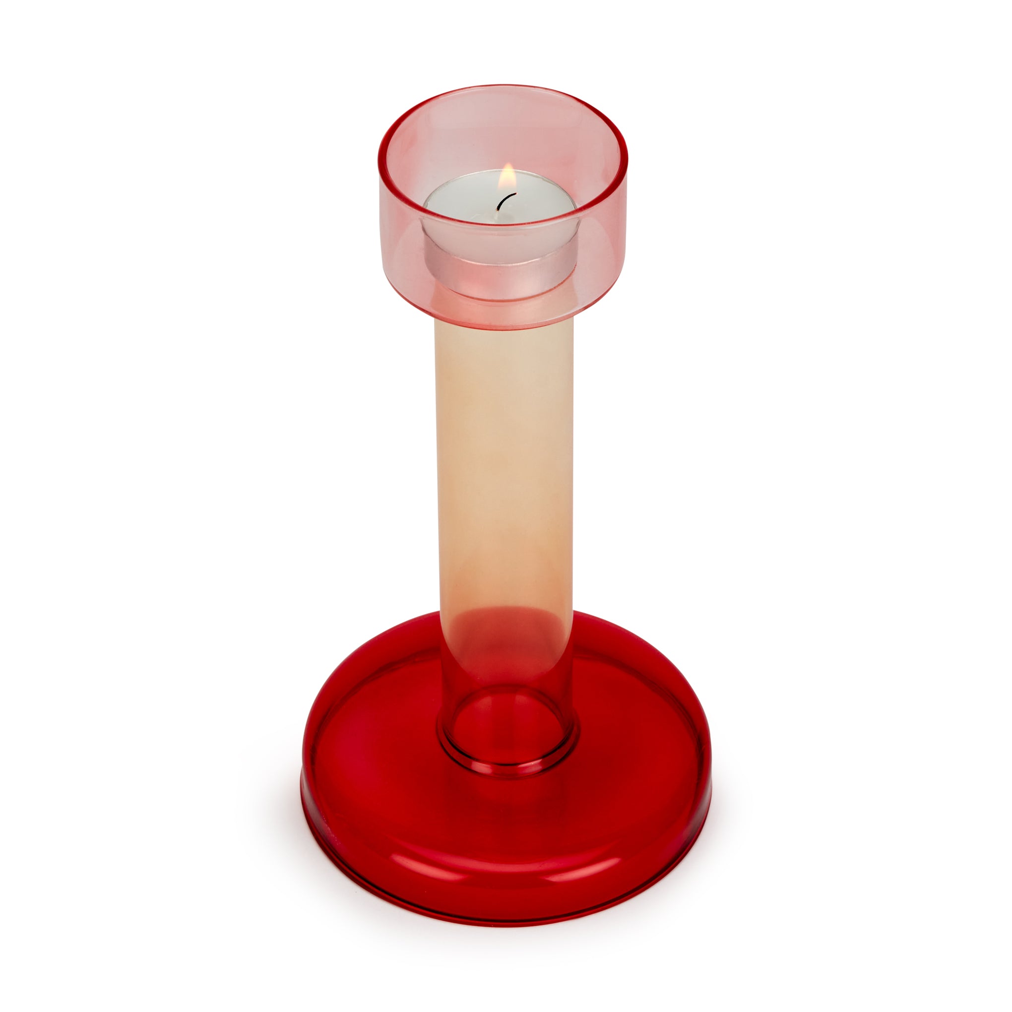 Bole Colorblock Glass Candlestick Holder - Pink/ Red
