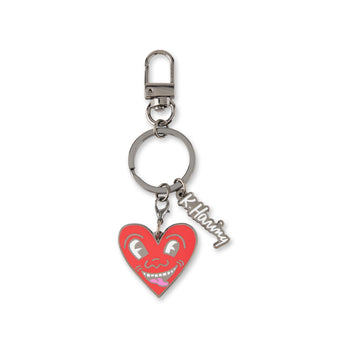 Coach X Keith Haring Pink hot Sparkle Heart Keychain Bag Charm NWT